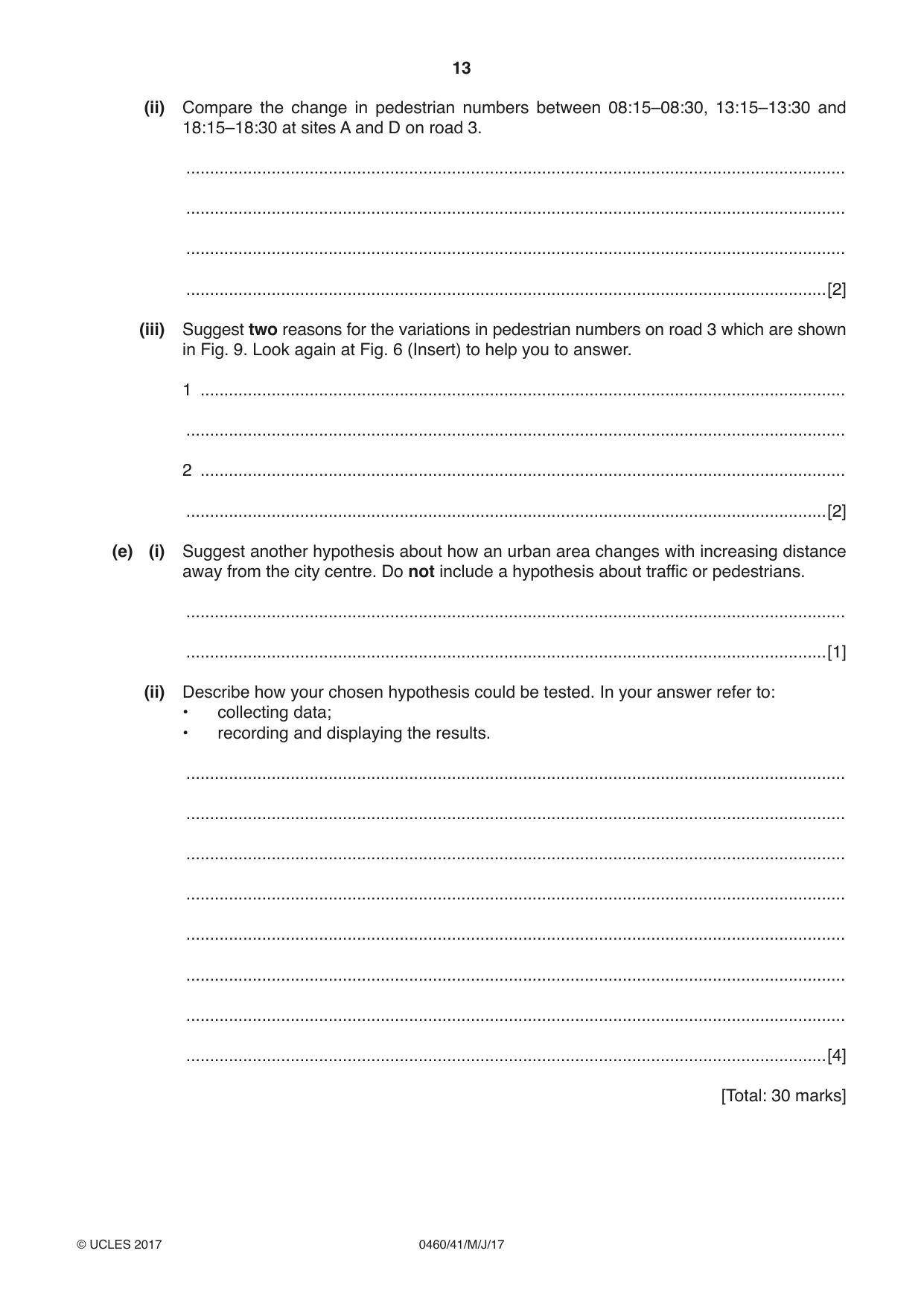 Cambridge IGCSE Geography 0460 2017 May/June Paper 4 · Variant 1 question paper, page 13 of 16