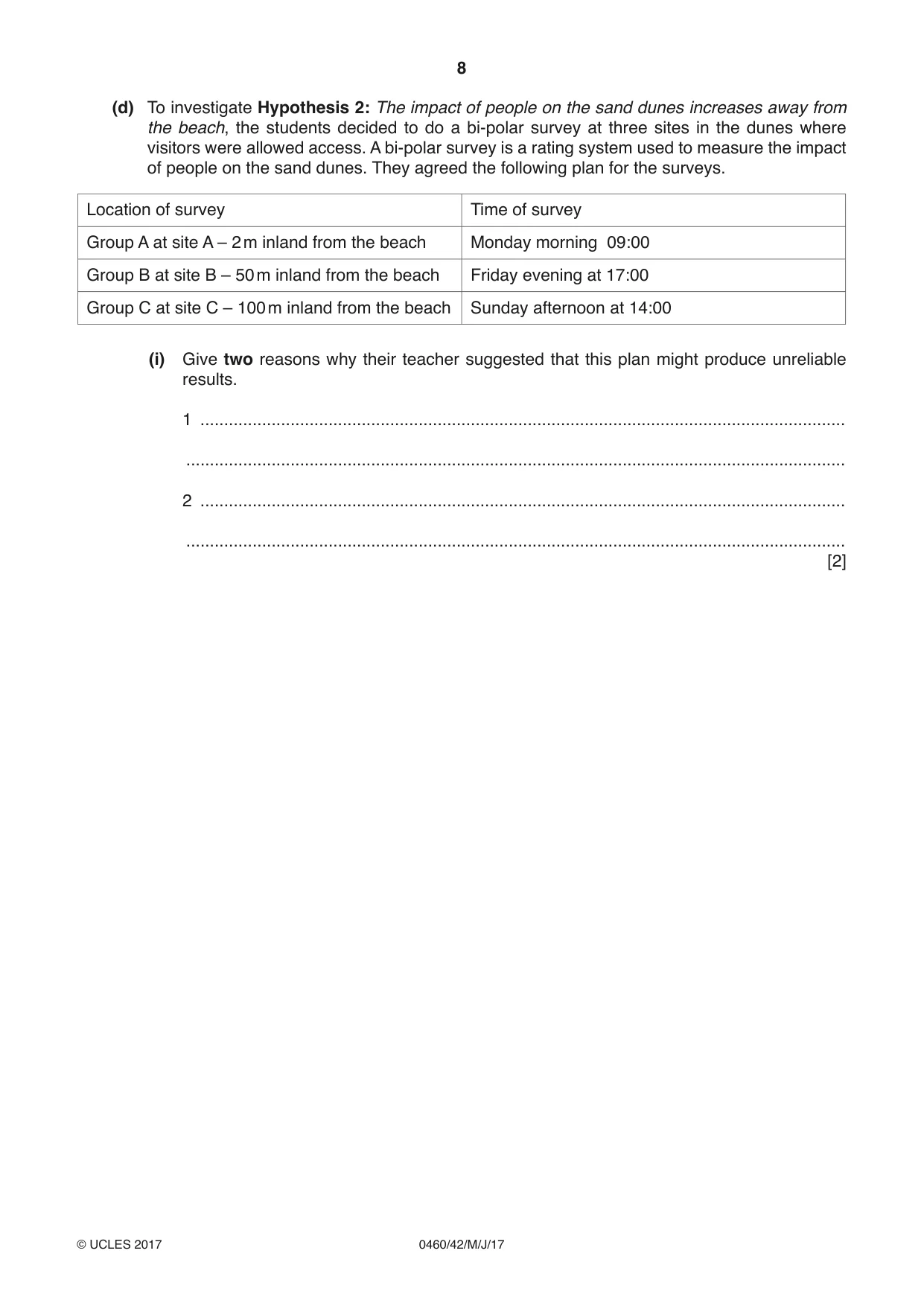 Cambridge IGCSE Geography 0460 2017 May/June Paper 4 · Variant 2 question paper, page 8 of 20