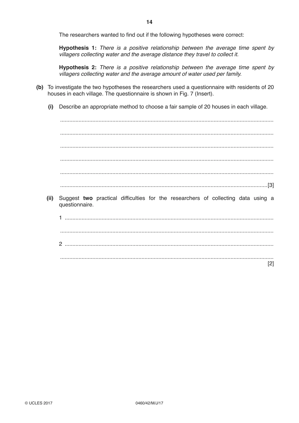 Cambridge IGCSE Geography 0460 2017 May/June Paper 4 · Variant 2 question paper, page 14 of 20