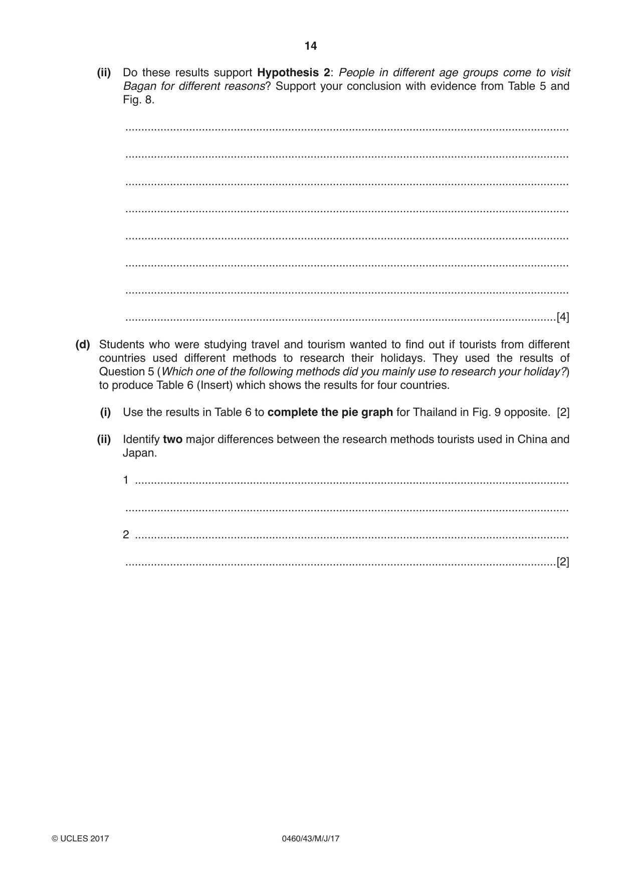 Cambridge IGCSE Geography 0460 2017 May/June Paper 4 · Variant 3 question paper, page 14 of 20