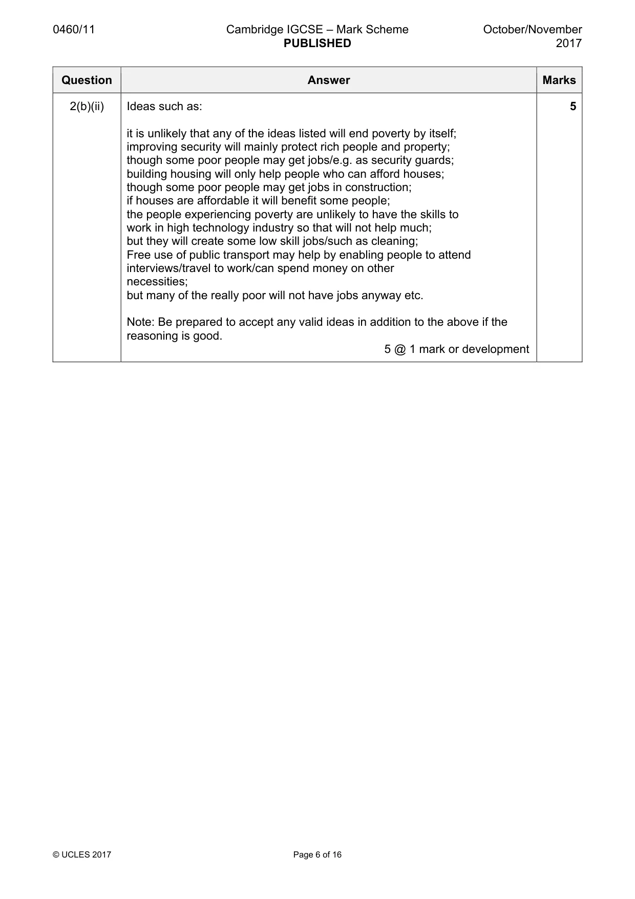 Mark scheme, page 6 of 16