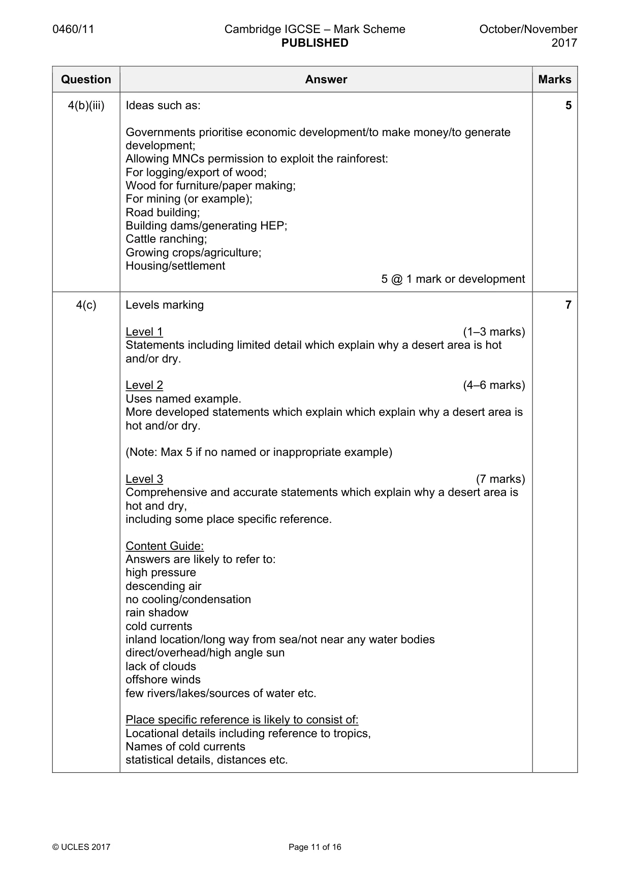 Mark scheme, page 11 of 16