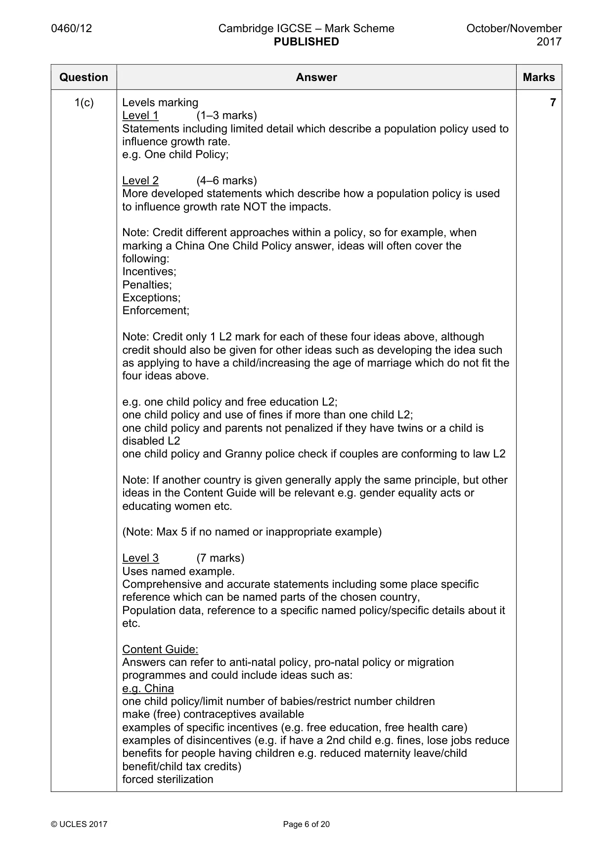Mark scheme, page 6 of 20