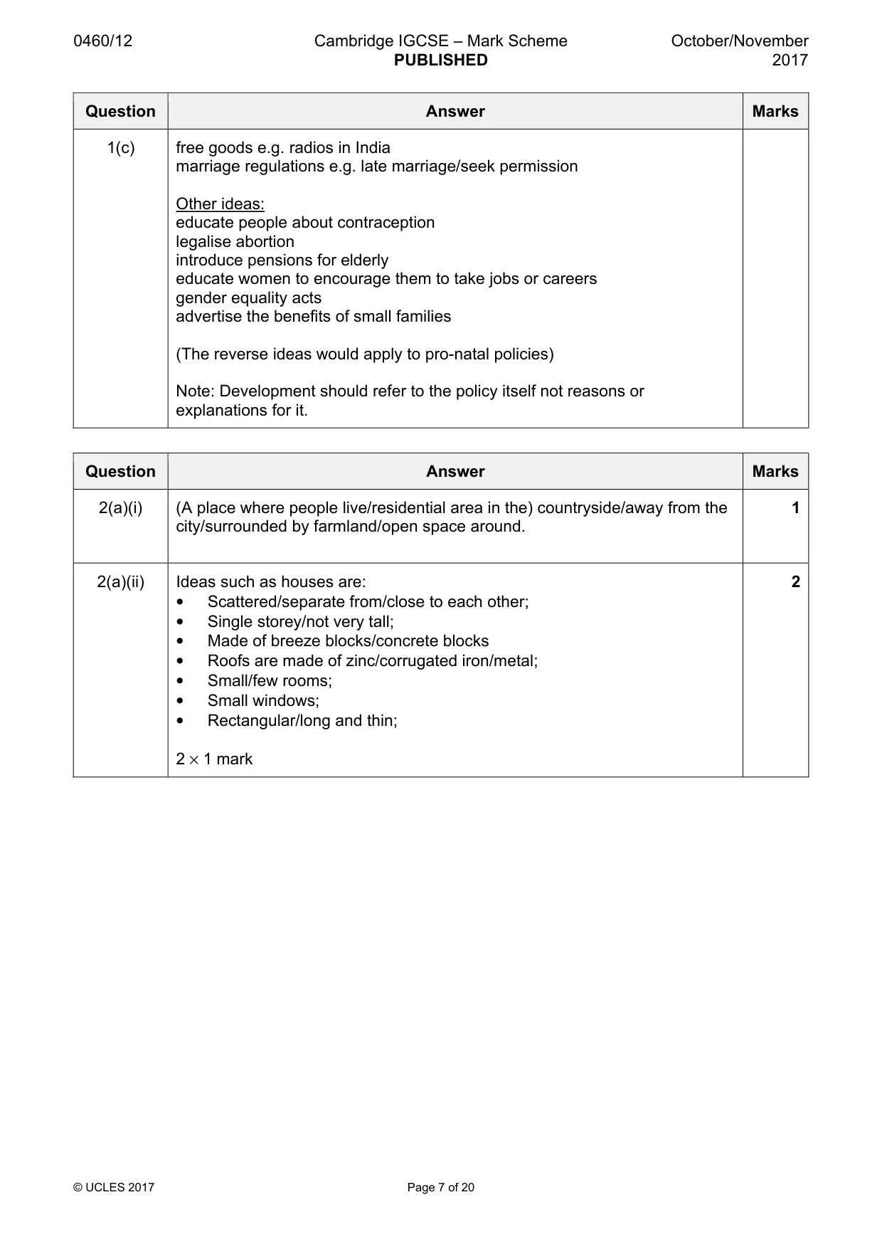 Mark scheme, page 7 of 20