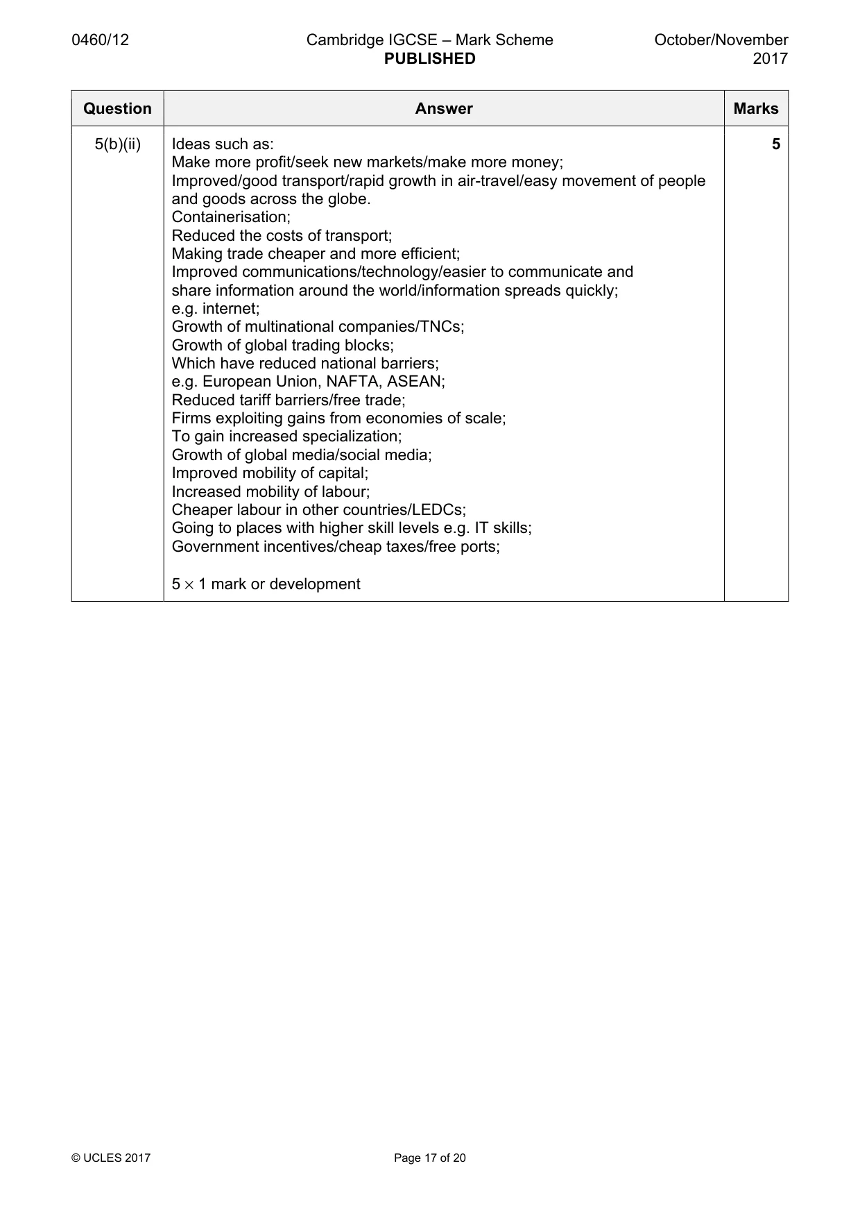 Mark scheme, page 17 of 20