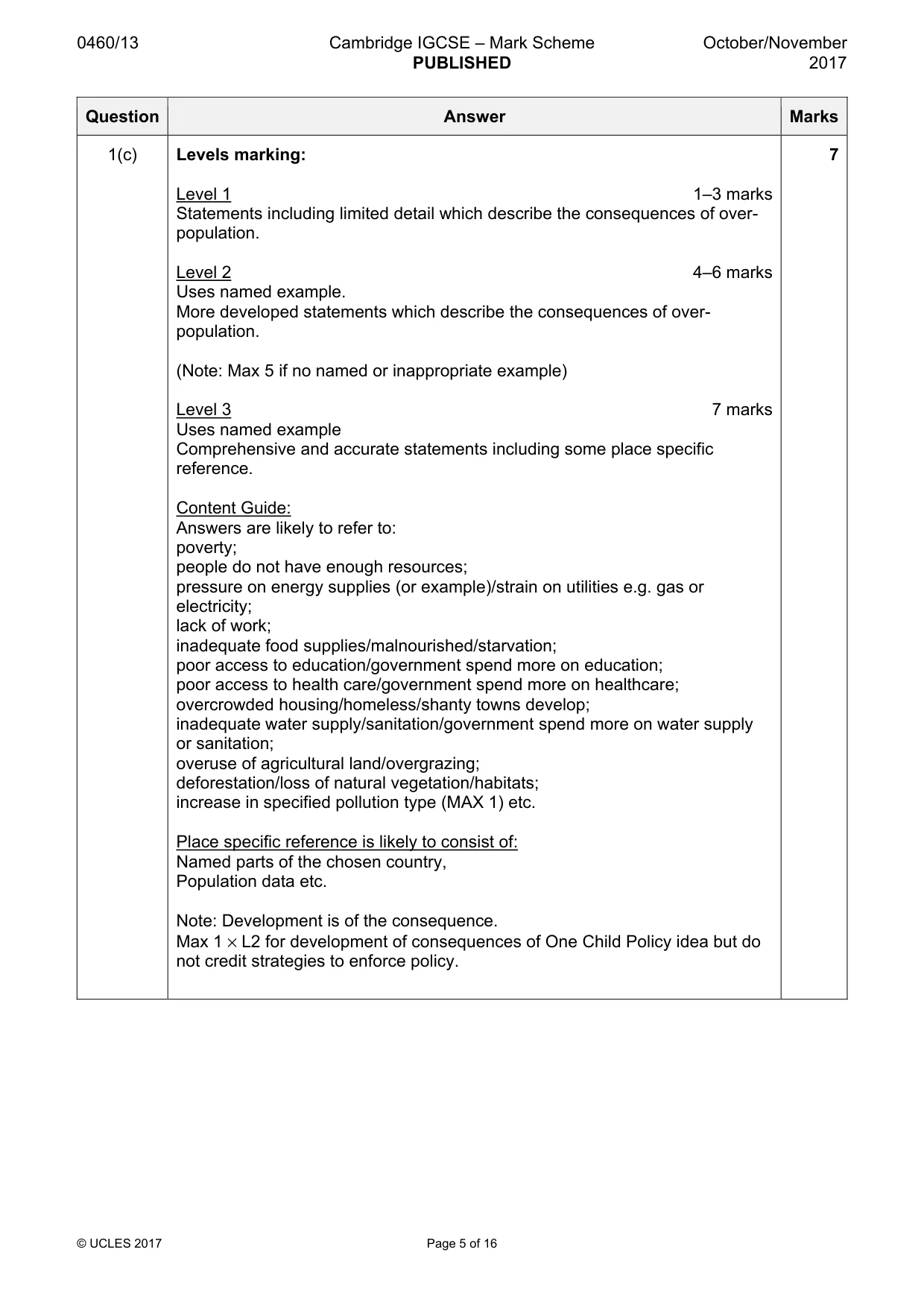 Mark scheme, page 5 of 16