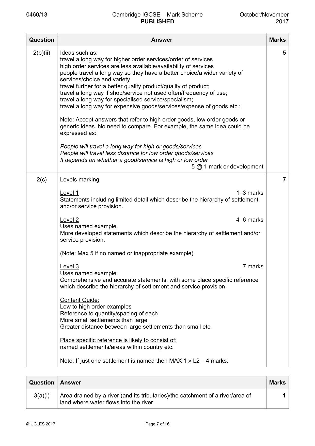 Mark scheme, page 7 of 16