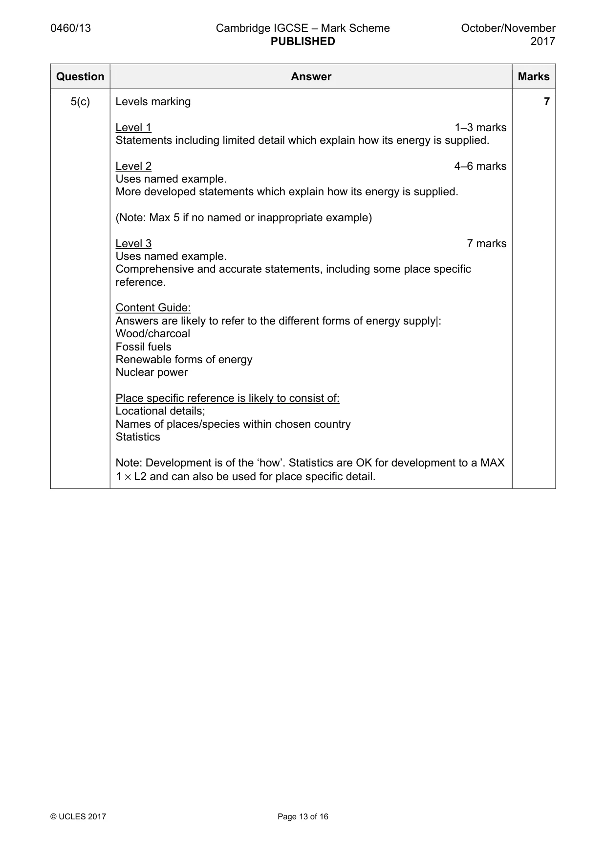 Mark scheme, page 13 of 16