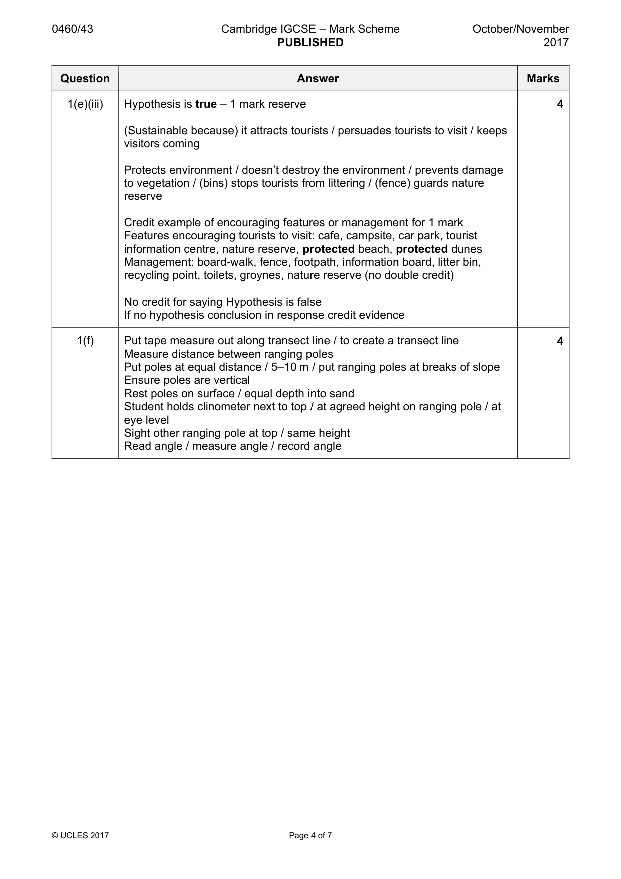 Mark scheme, page 4 of 7