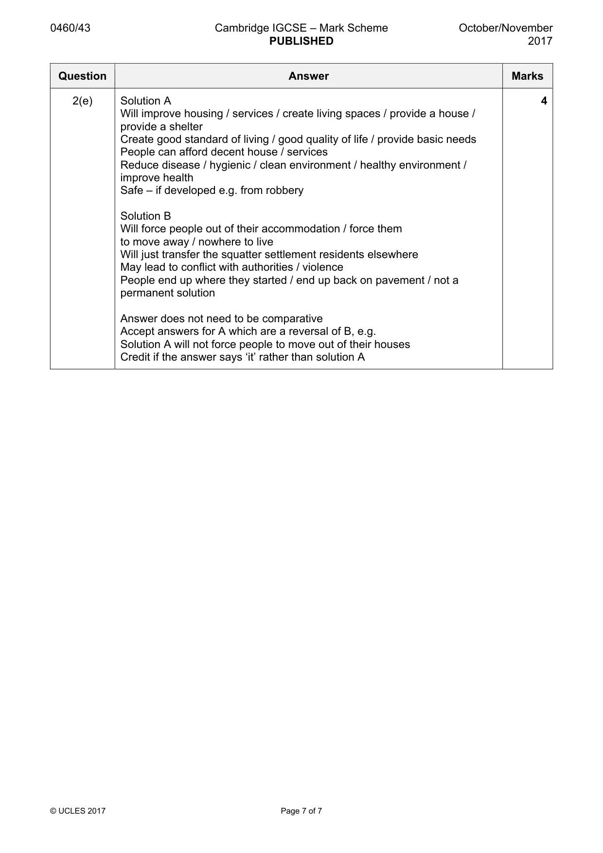 Mark scheme, page 7 of 7