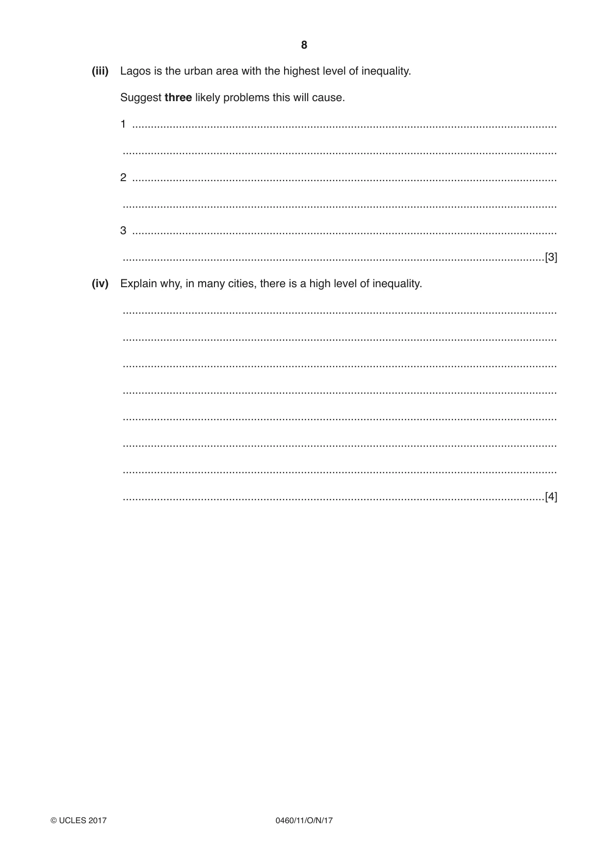 Cambridge IGCSE Geography 0460 2017 Oct/Nov Paper 1 · Variant 1 question paper, page 8 of 32