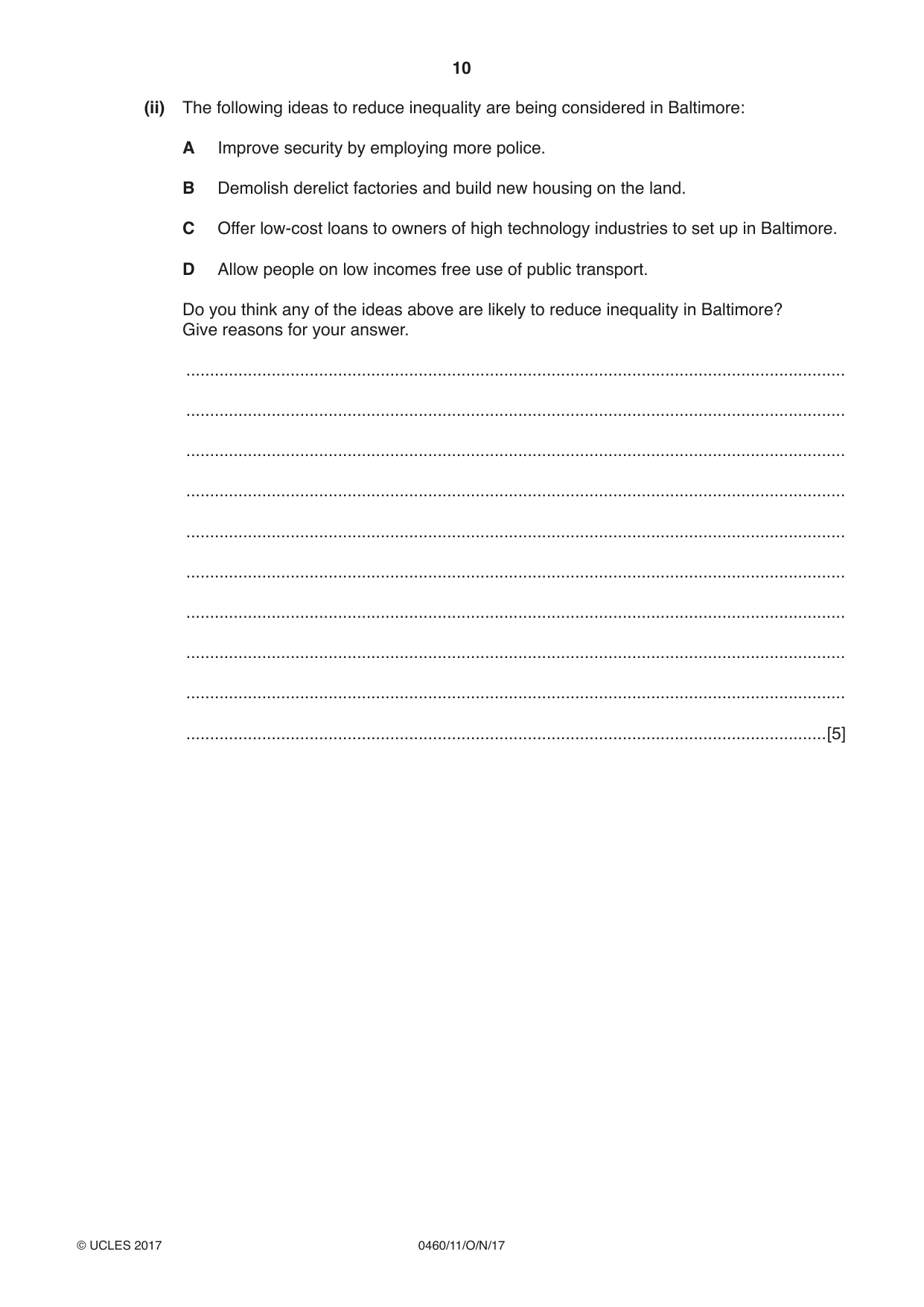 Cambridge IGCSE Geography 0460 2017 Oct/Nov Paper 1 · Variant 1 question paper, page 10 of 32