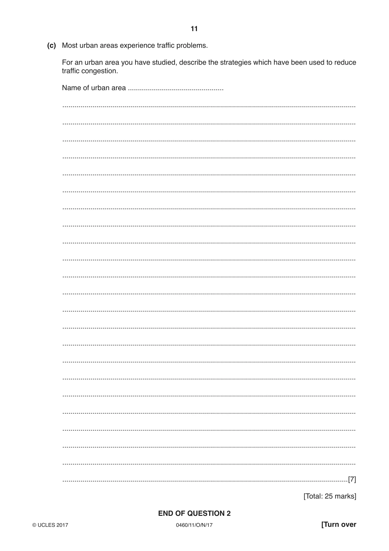 Cambridge IGCSE Geography 0460 2017 Oct/Nov Paper 1 · Variant 1 question paper, page 11 of 32