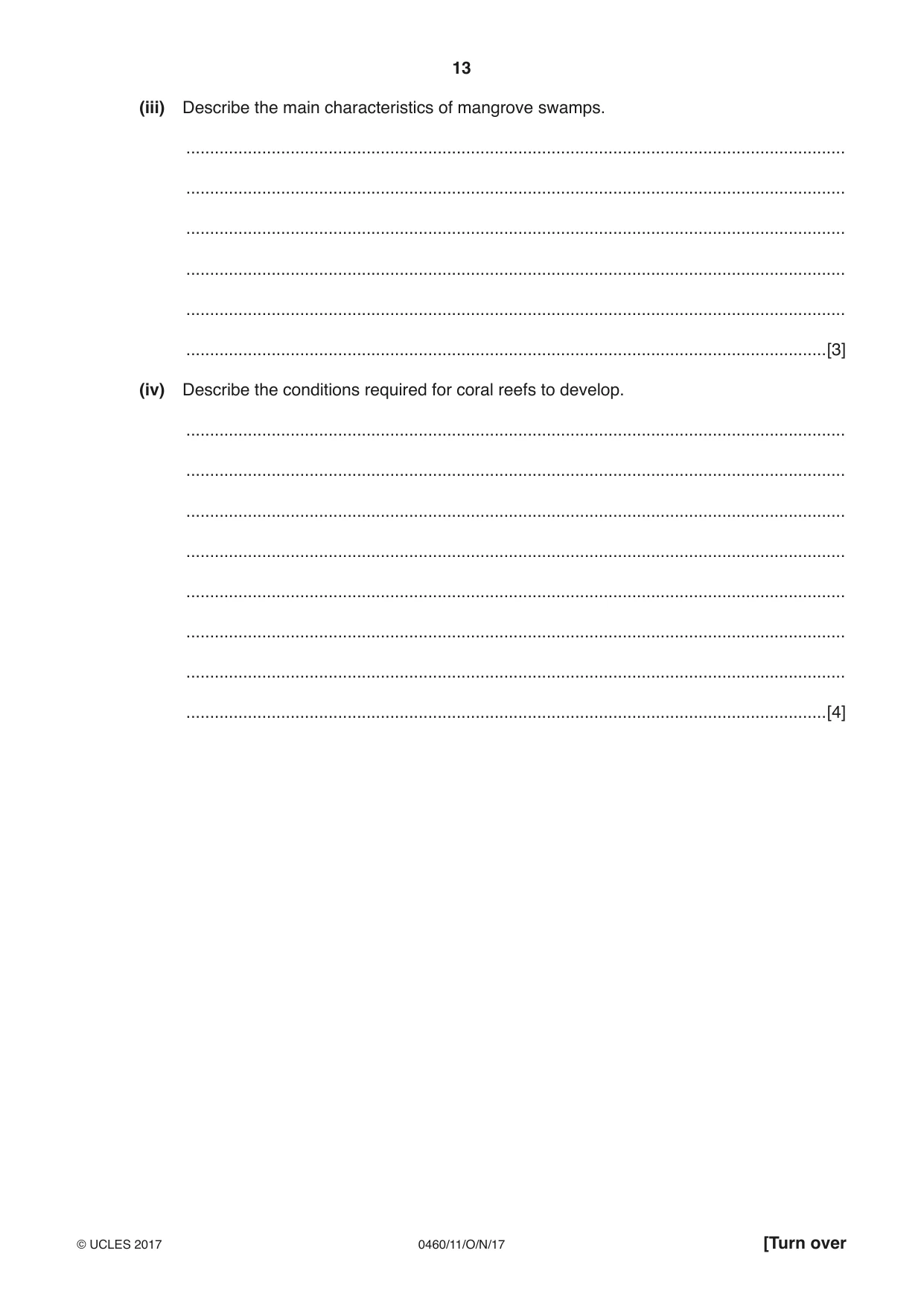 Cambridge IGCSE Geography 0460 2017 Oct/Nov Paper 1 · Variant 1 question paper, page 13 of 32