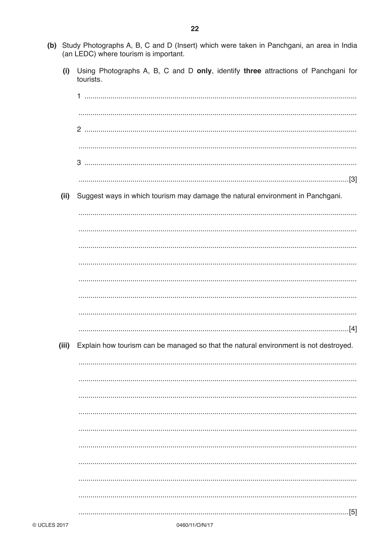 Cambridge IGCSE Geography 0460 2017 Oct/Nov Paper 1 · Variant 1 question paper, page 22 of 32