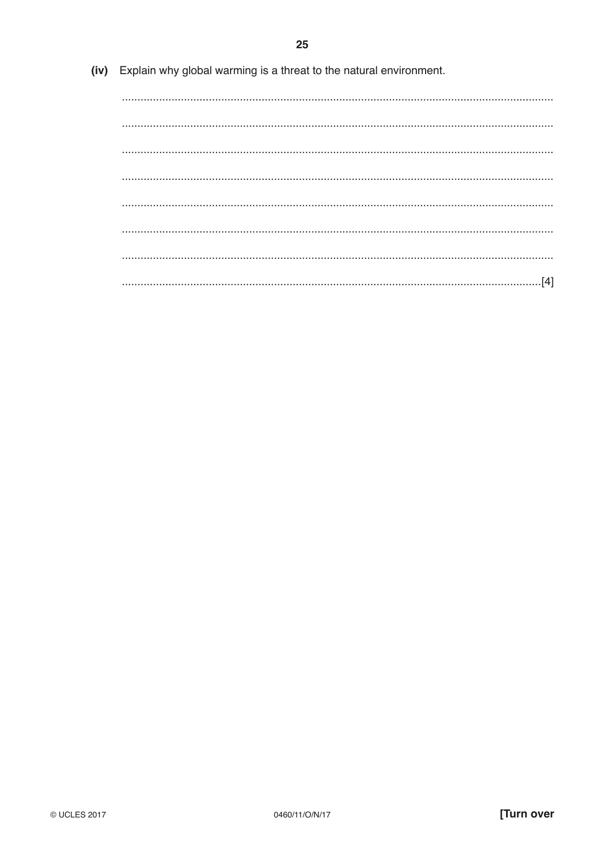 Cambridge IGCSE Geography 0460 2017 Oct/Nov Paper 1 · Variant 1 question paper, page 25 of 32