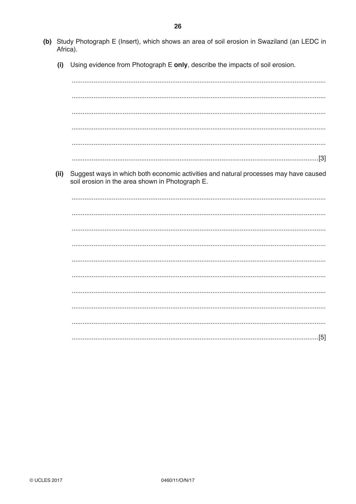 Cambridge IGCSE Geography 0460 2017 Oct/Nov Paper 1 · Variant 1 question paper, page 26 of 32