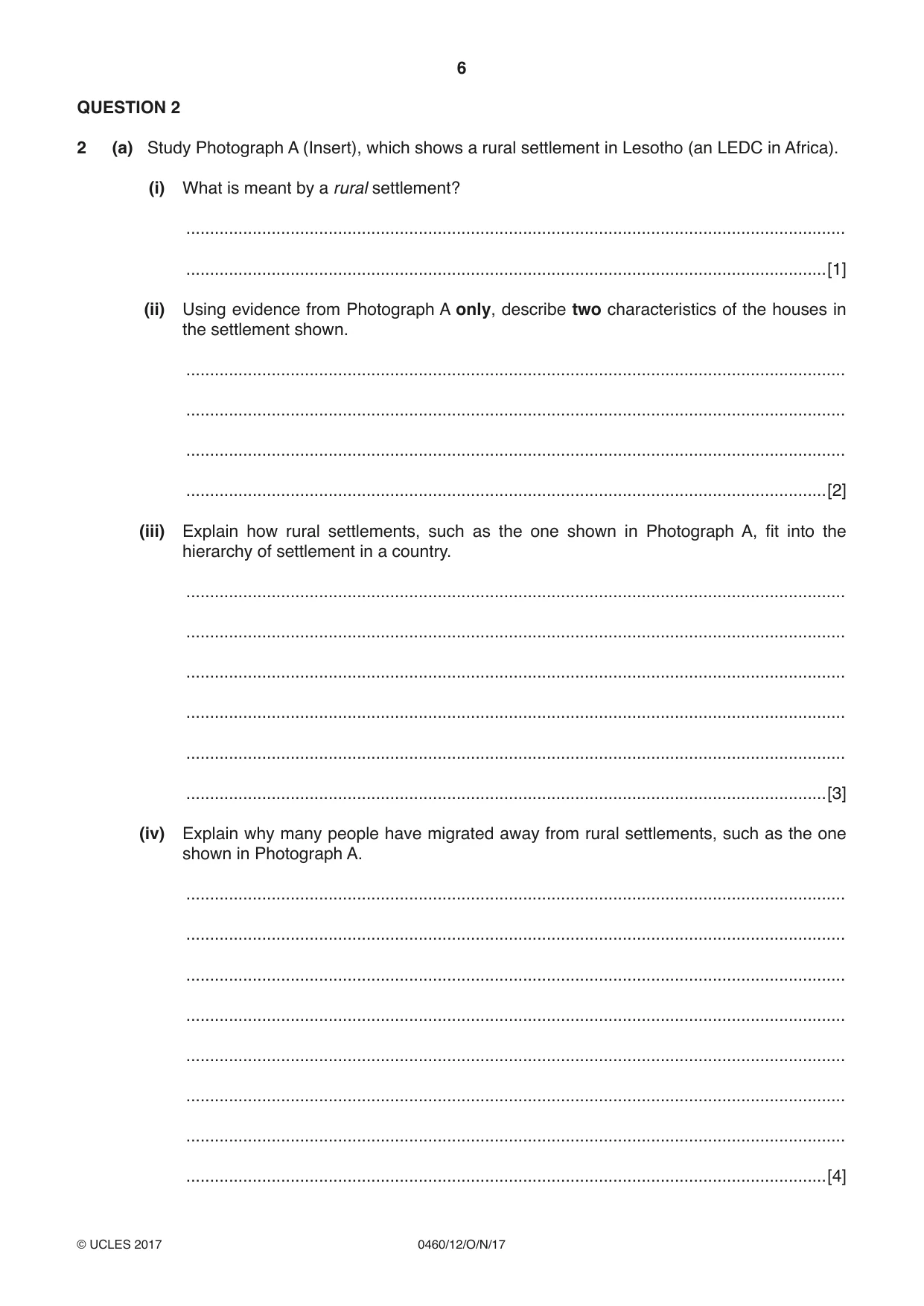 Cambridge IGCSE Geography 0460 2017 Oct/Nov Paper 1 · Variant 2 question paper, page 6 of 28
