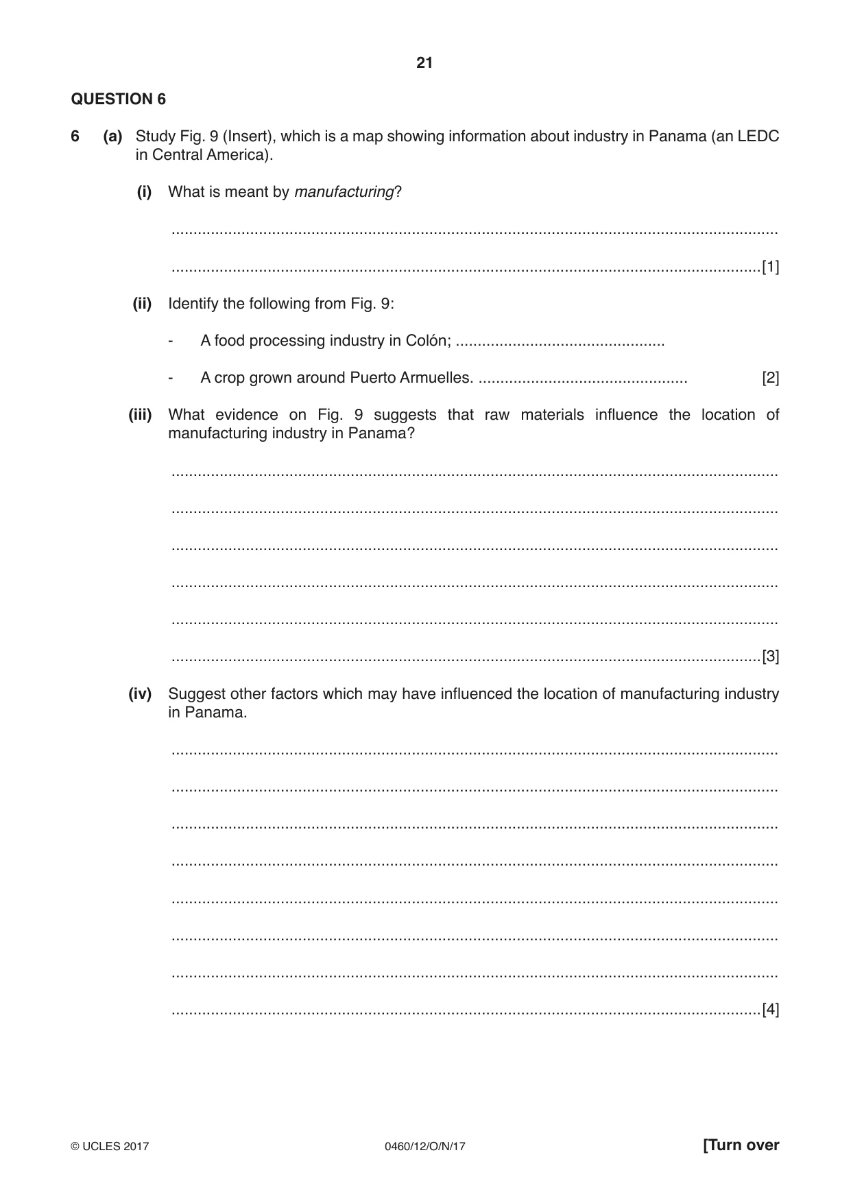 Cambridge IGCSE Geography 0460 2017 Oct/Nov Paper 1 · Variant 2 question paper, page 21 of 28