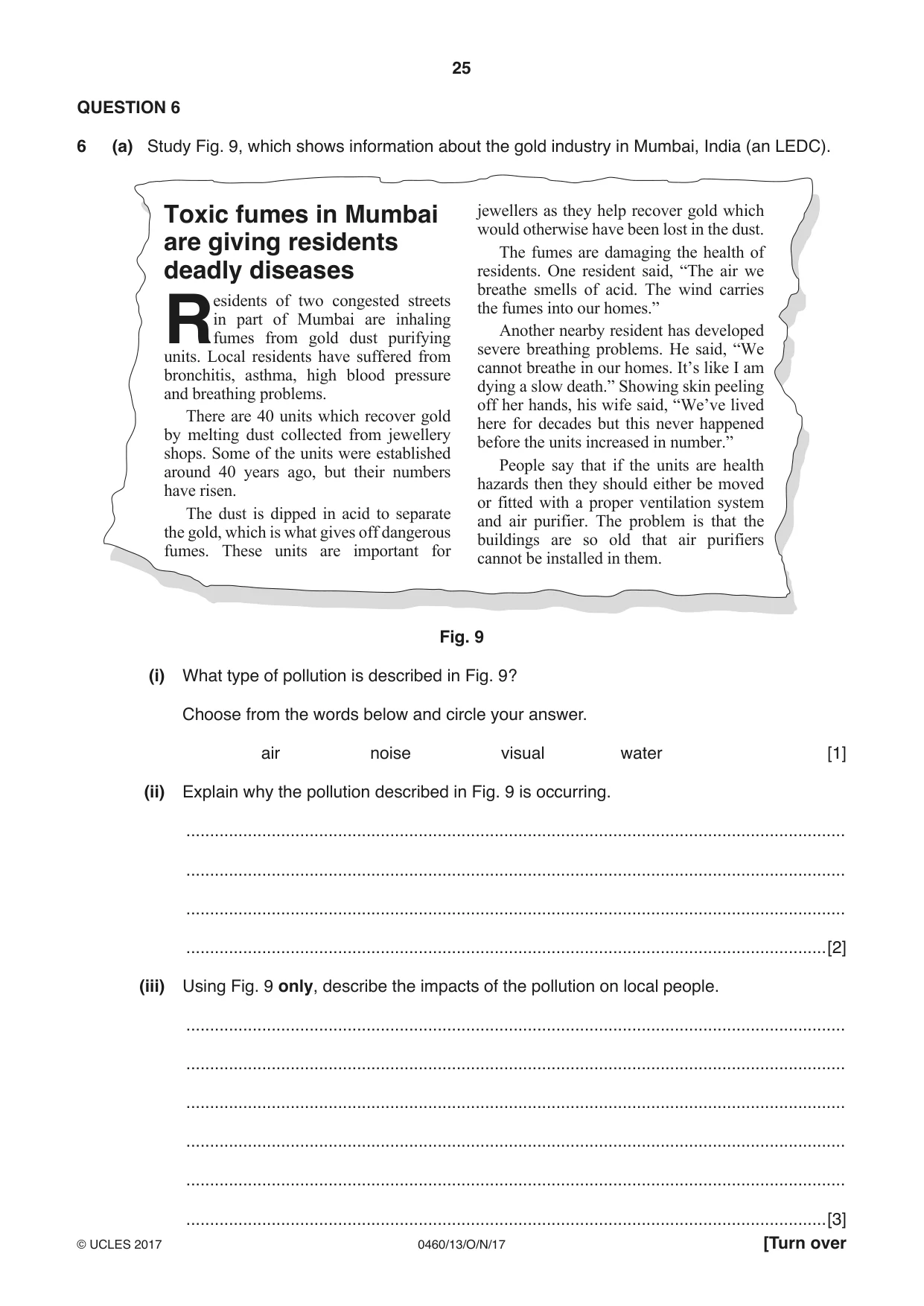 Cambridge IGCSE Geography 0460 2017 Oct/Nov Paper 1 · Variant 3 question paper, page 25 of 32