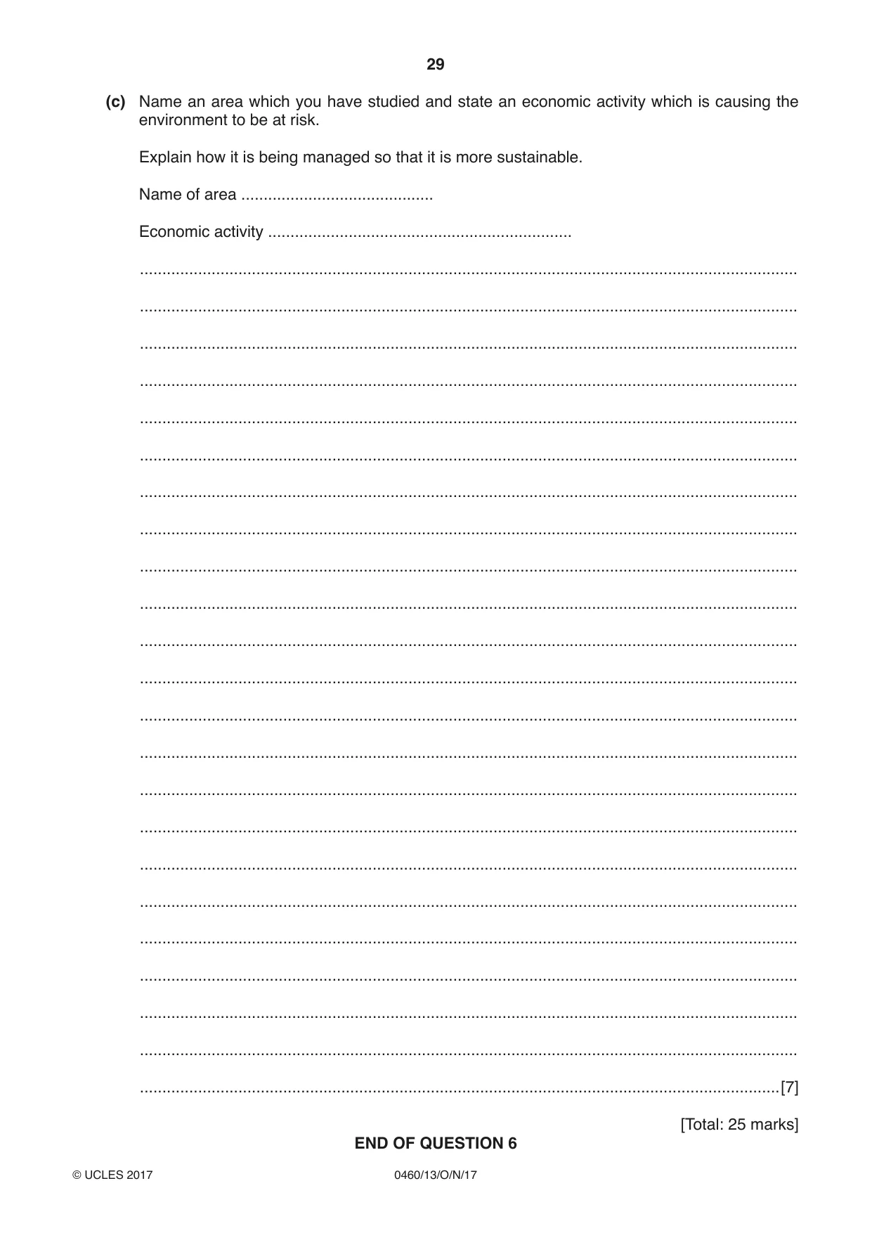 Cambridge IGCSE Geography 0460 2017 Oct/Nov Paper 1 · Variant 3 question paper, page 29 of 32