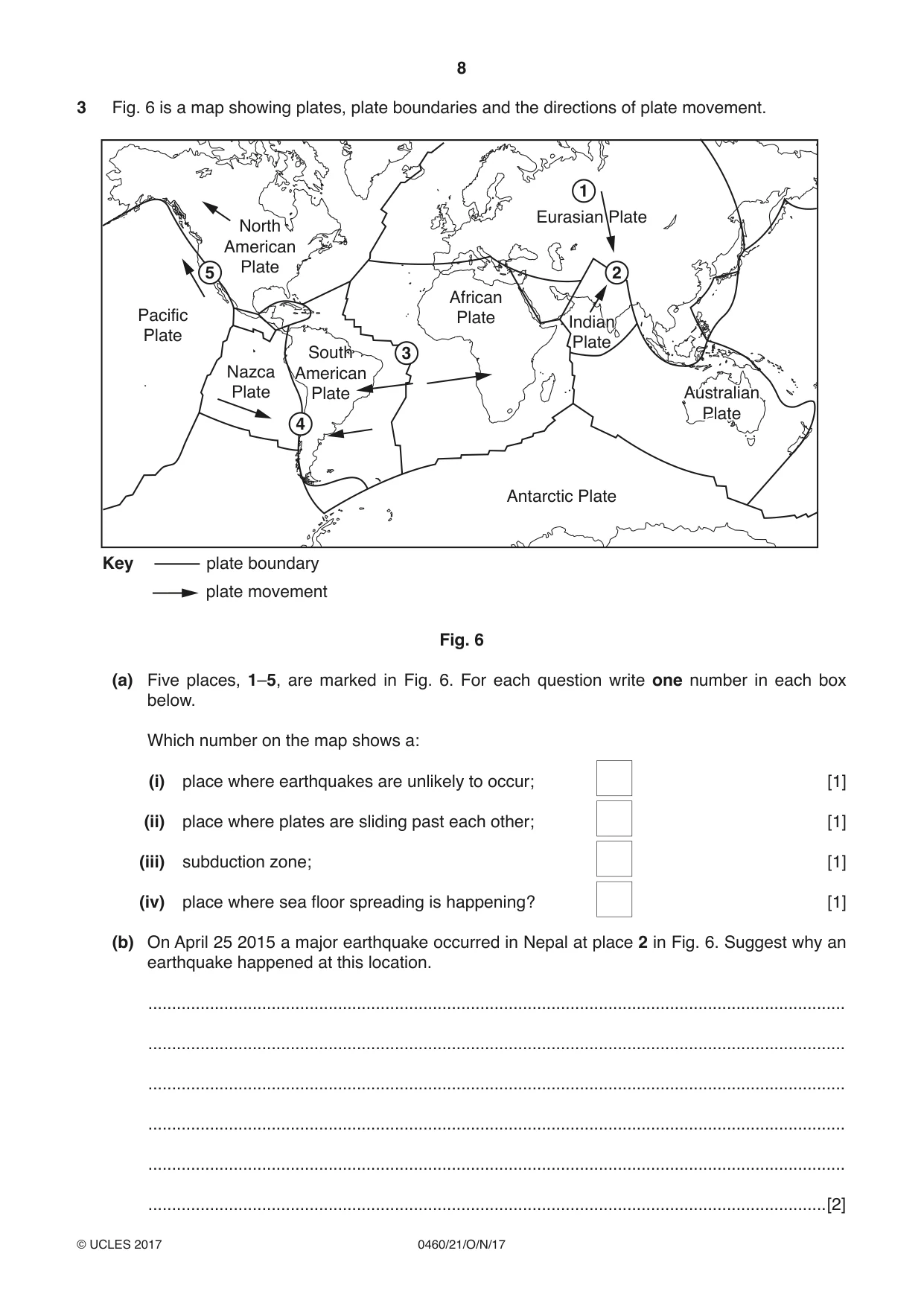 Cambridge IGCSE Geography 0460 2017 Oct/Nov Paper 2 · Variant 1 question paper, page 8 of 20