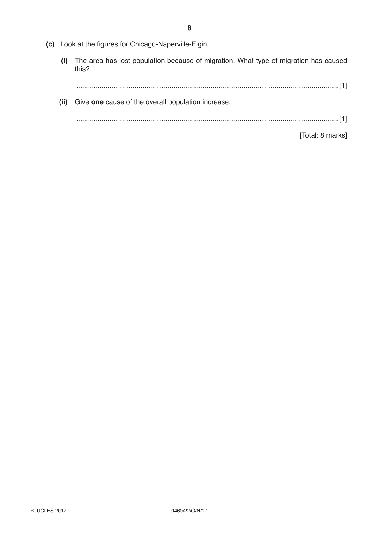 Cambridge IGCSE Geography 0460 2017 Oct/Nov Paper 2 · Variant 2 question paper, page 8 of 20