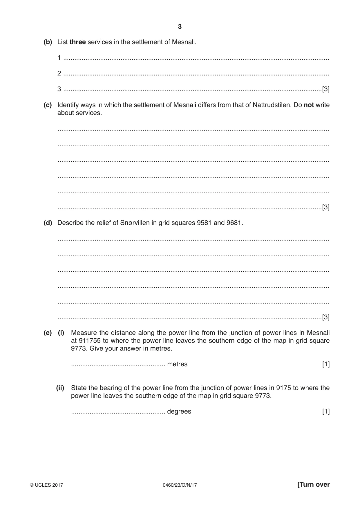 Cambridge IGCSE Geography 0460 2017 Oct/Nov Paper 2 · Variant 3 question paper, page 3 of 16