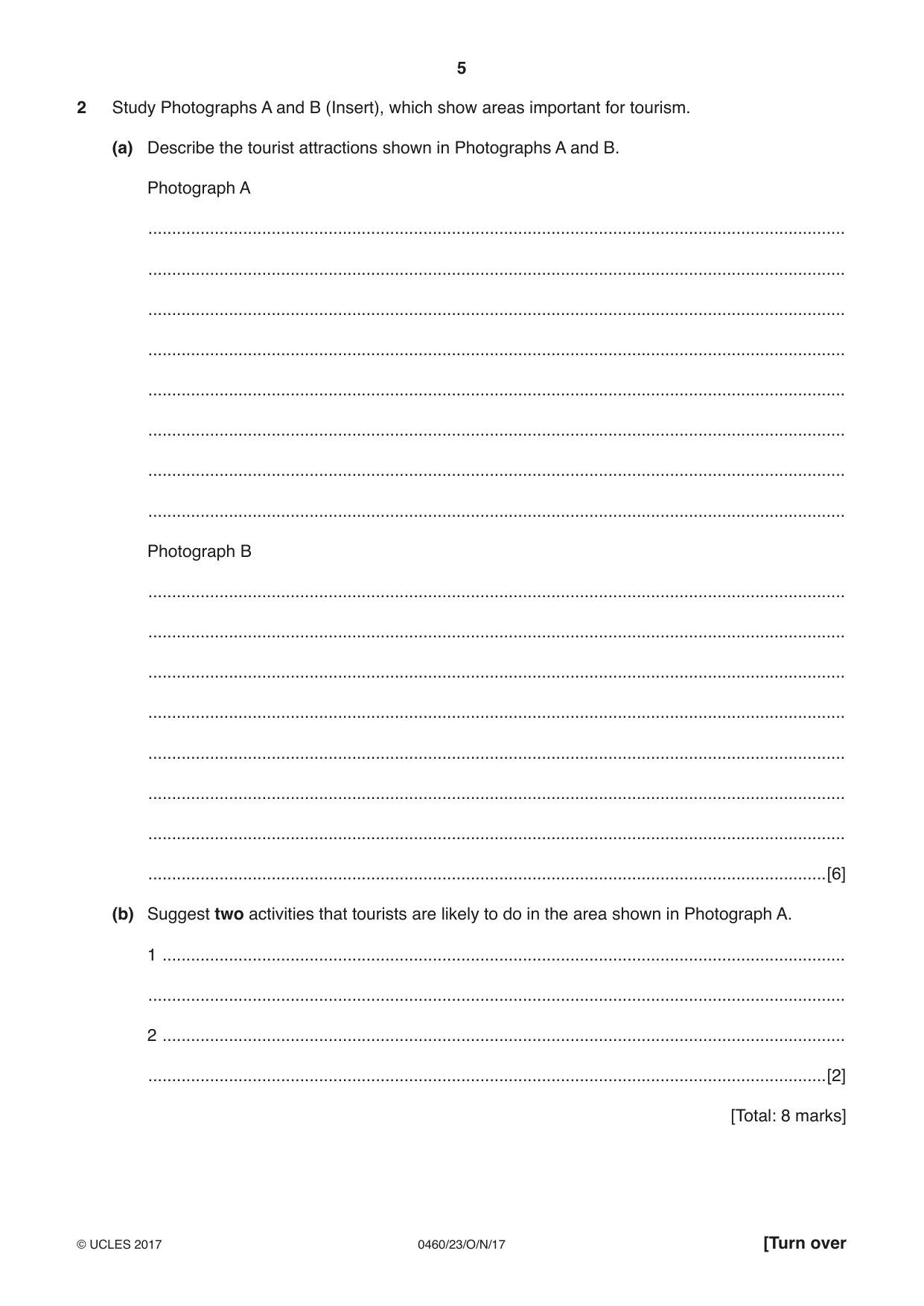 Cambridge IGCSE Geography 0460 2017 Oct/Nov Paper 2 · Variant 3 question paper, page 5 of 16