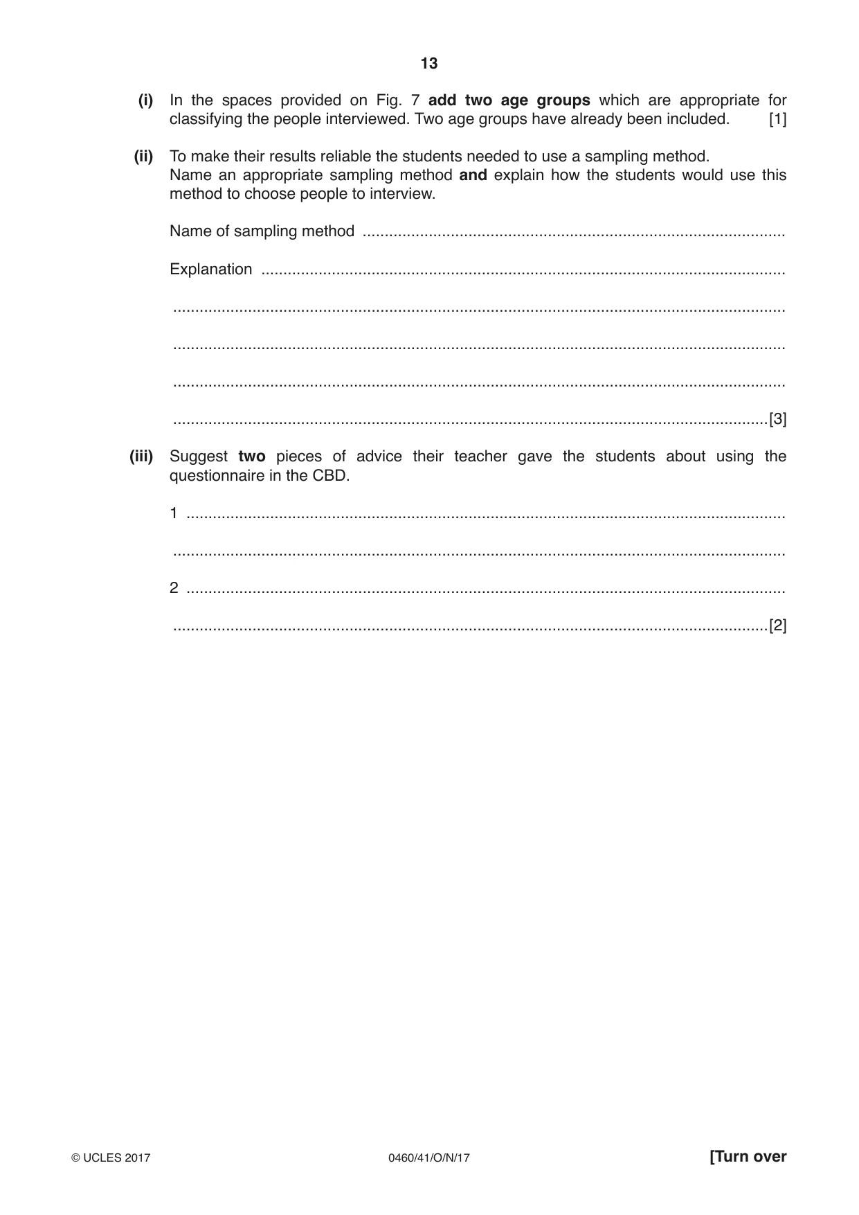 Cambridge IGCSE Geography 0460 2017 Oct/Nov Paper 4 · Variant 1 question paper, page 13 of 20