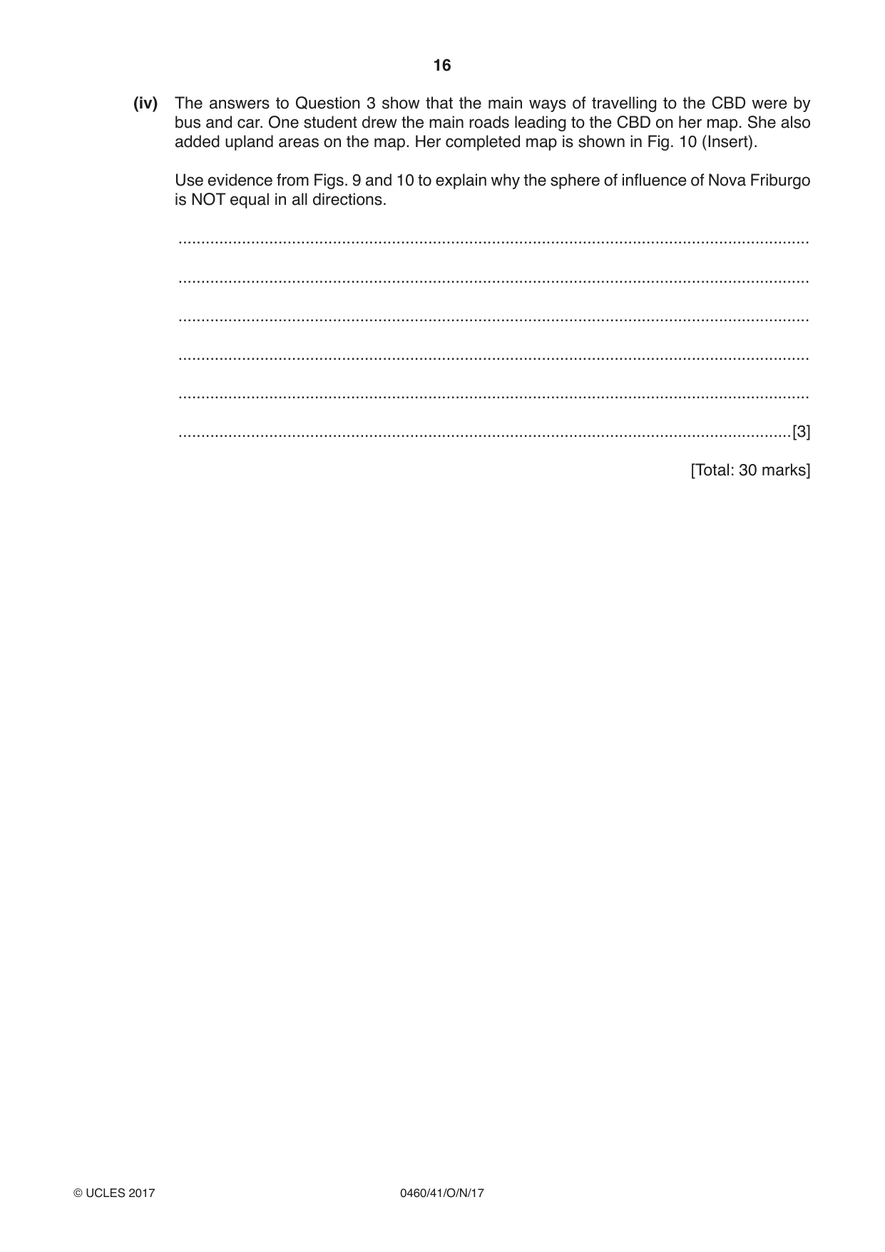 Cambridge IGCSE Geography 0460 2017 Oct/Nov Paper 4 · Variant 1 question paper, page 16 of 20