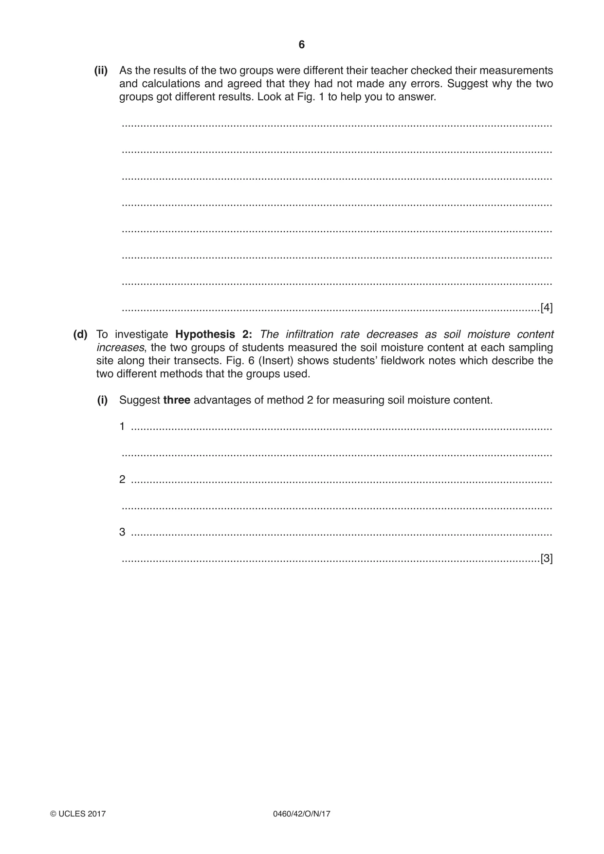 Cambridge IGCSE Geography 0460 2017 Oct/Nov Paper 4 · Variant 2 question paper, page 6 of 20