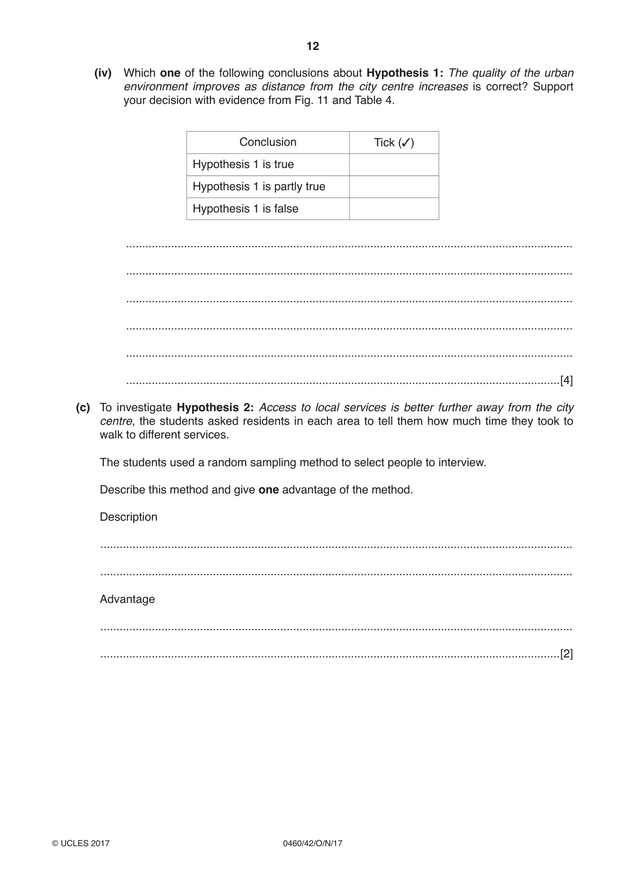 Cambridge IGCSE Geography 0460 2017 Oct/Nov Paper 4 · Variant 2 question paper, page 12 of 20