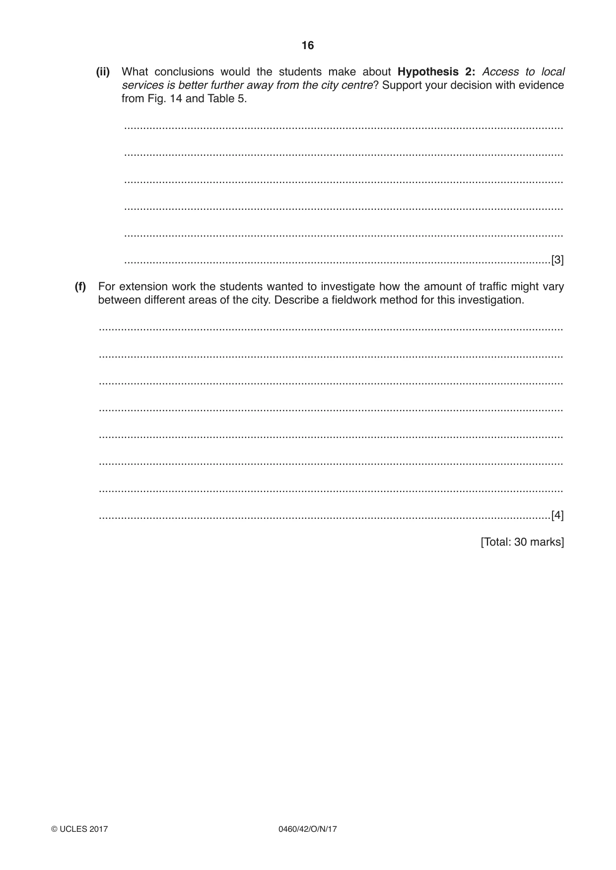 Cambridge IGCSE Geography 0460 2017 Oct/Nov Paper 4 · Variant 2 question paper, page 16 of 20