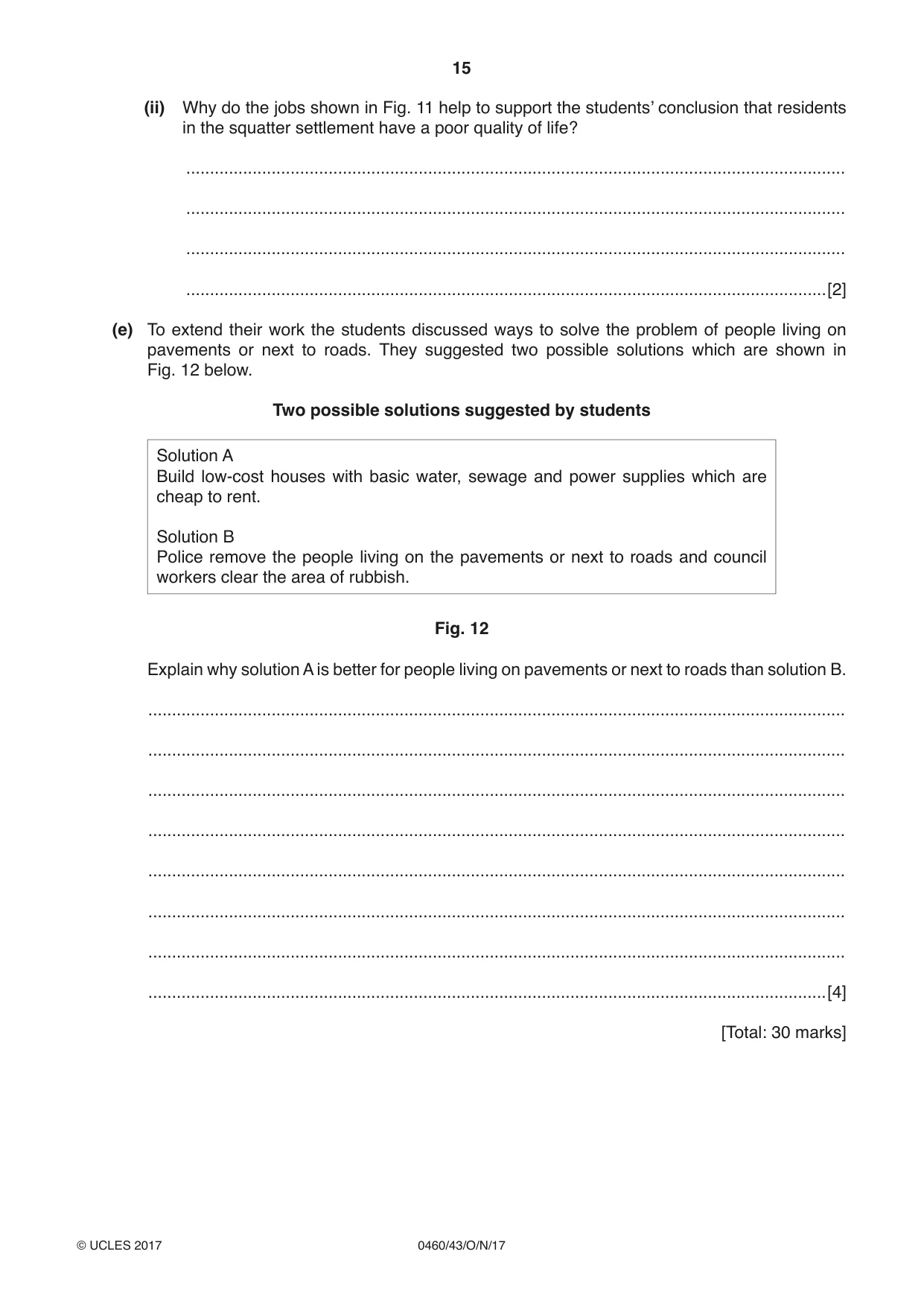 Cambridge IGCSE Geography 0460 2017 Oct/Nov Paper 4 · Variant 3 question paper, page 15 of 20
