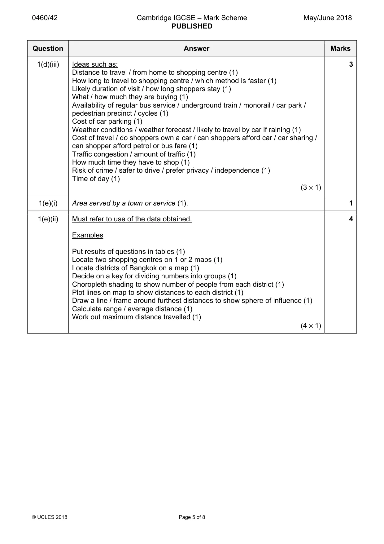 Mark scheme, page 5 of 8