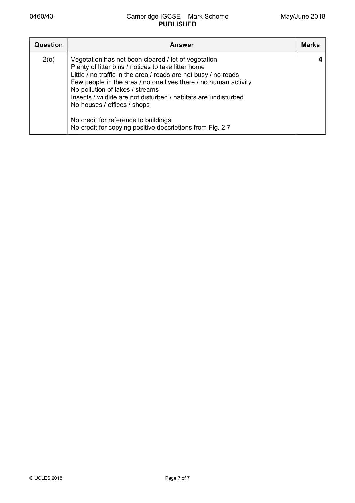 Mark scheme, page 7 of 7