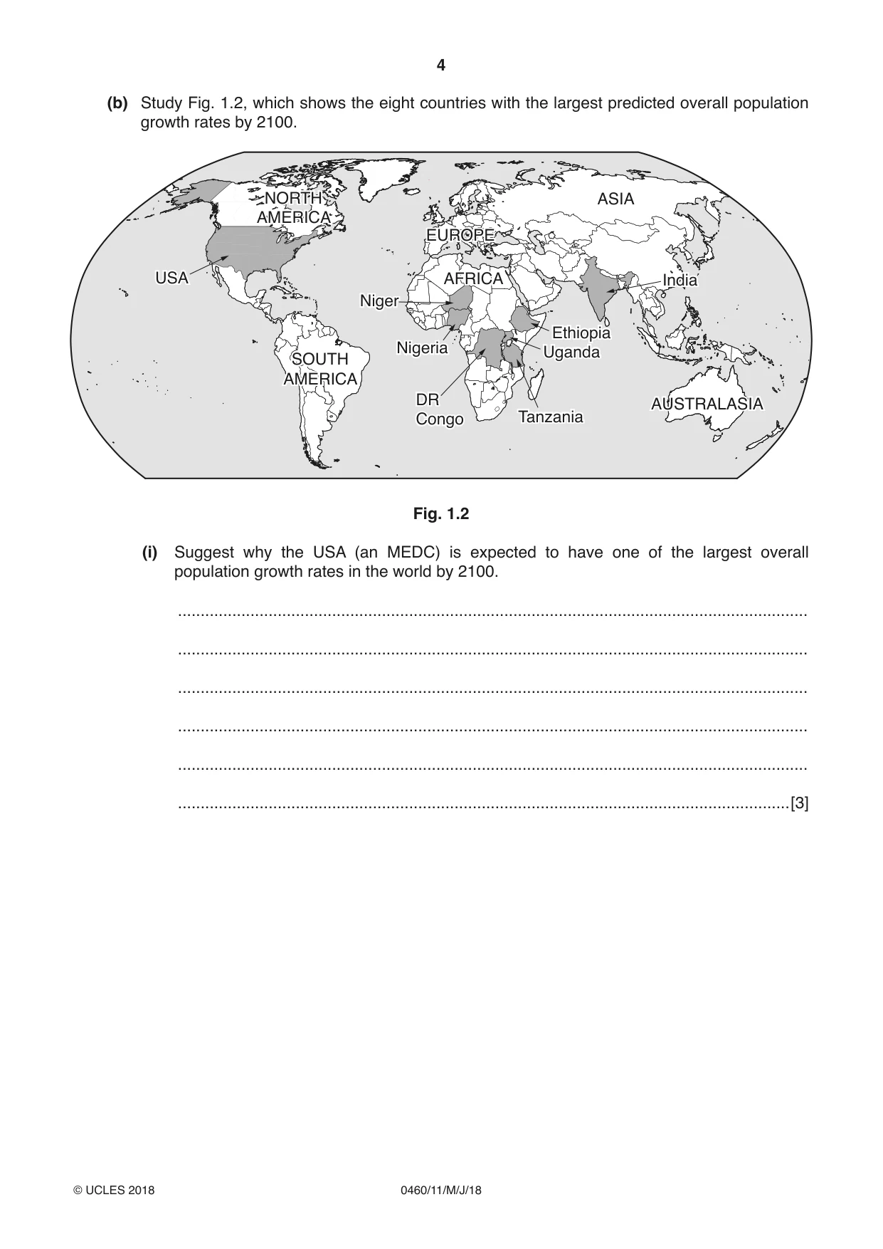 Cambridge IGCSE Geography 0460 2018 May/June Paper 1 · Variant 1 question paper, page 4 of 28