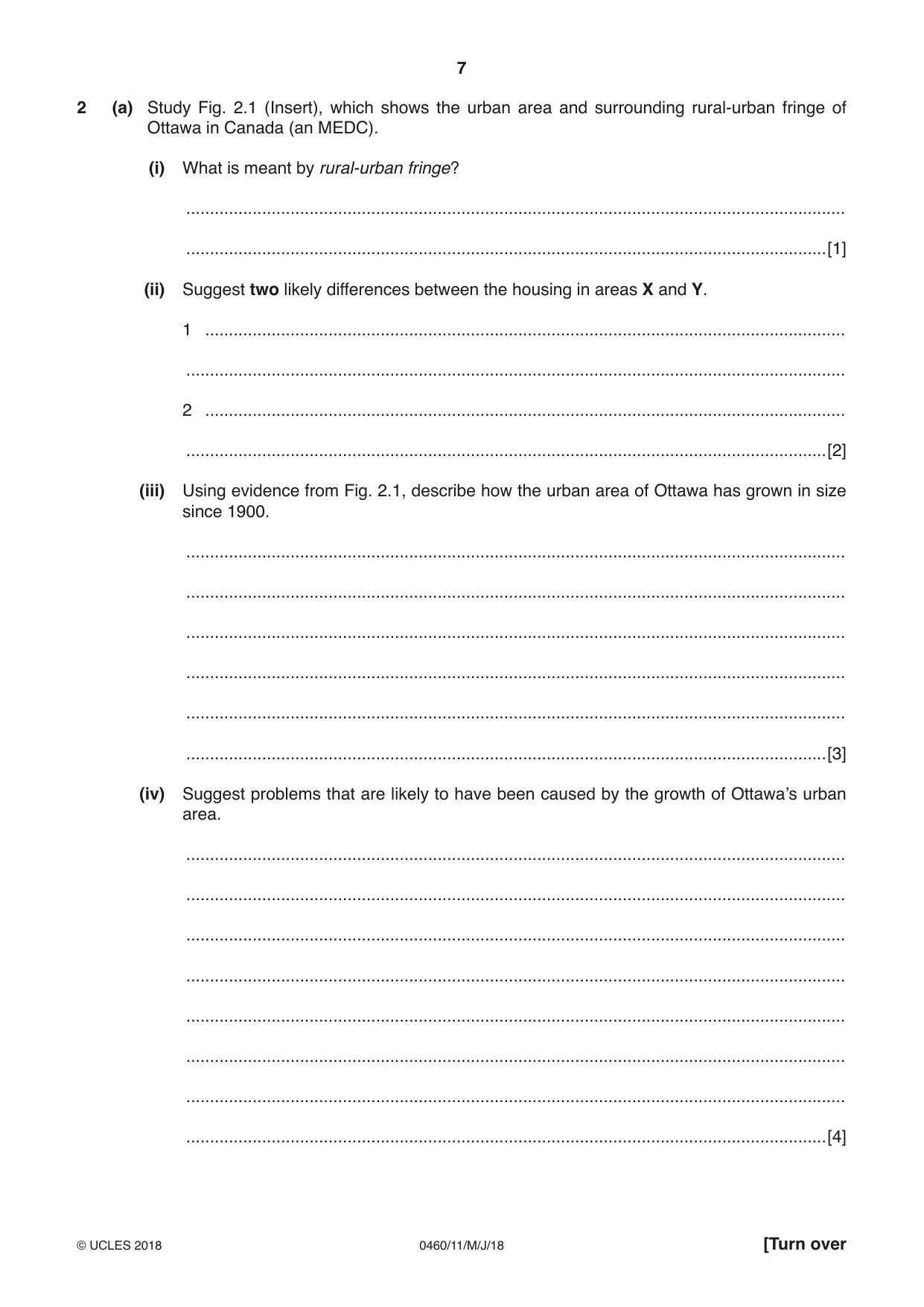 Cambridge IGCSE Geography 0460 2018 May/June Paper 1 · Variant 1 question paper, page 7 of 28