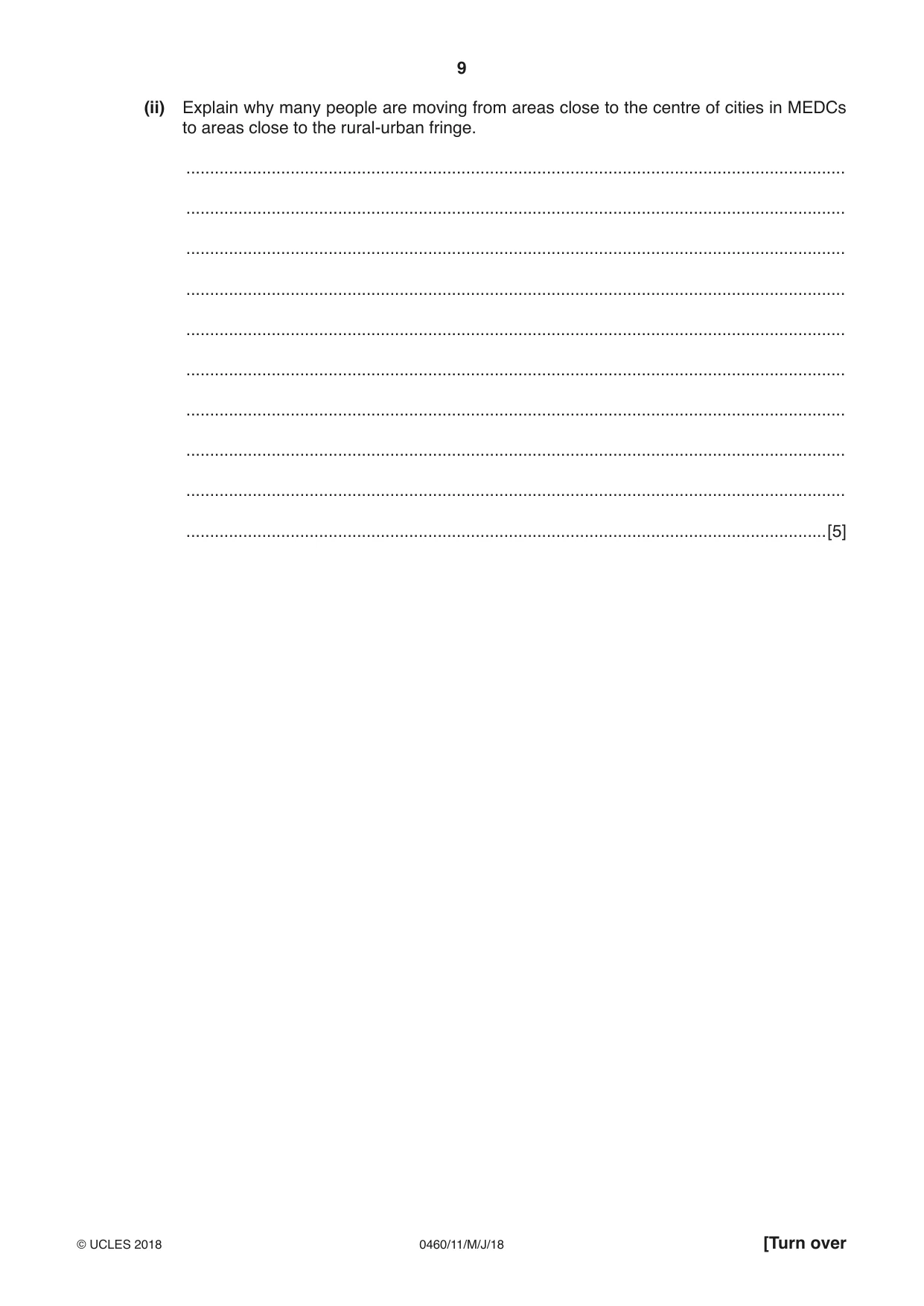 Cambridge IGCSE Geography 0460 2018 May/June Paper 1 · Variant 1 question paper, page 9 of 28