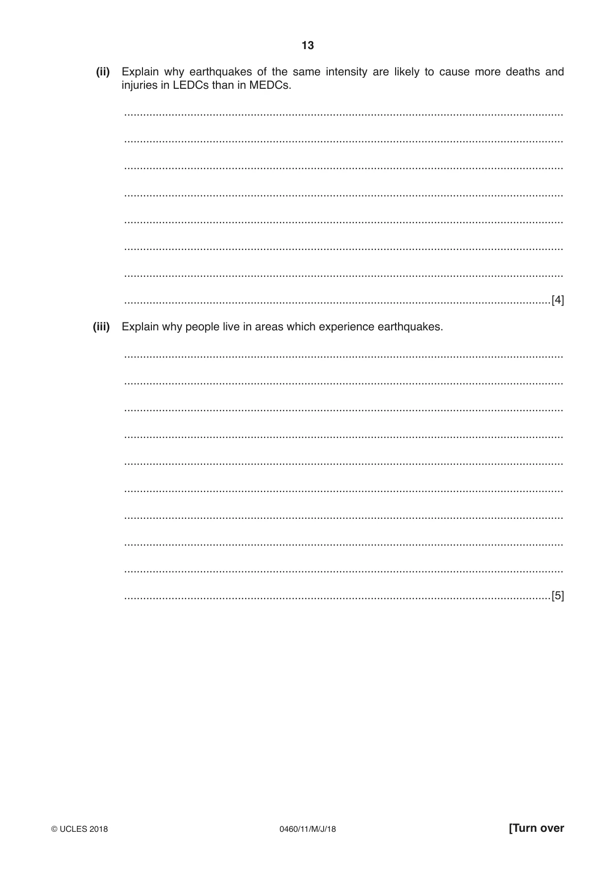 Cambridge IGCSE Geography 0460 2018 May/June Paper 1 · Variant 1 question paper, page 13 of 28