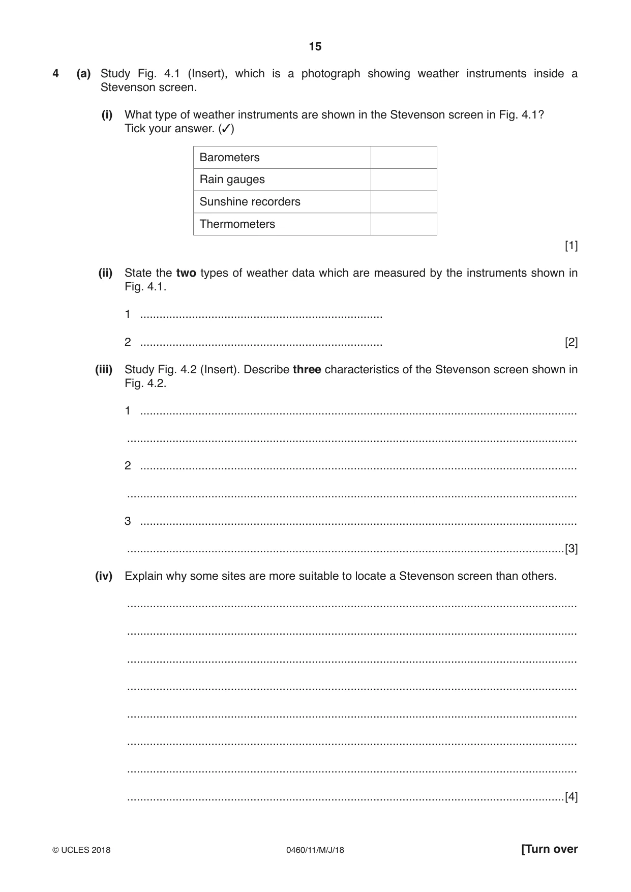 Cambridge IGCSE Geography 0460 2018 May/June Paper 1 · Variant 1 question paper, page 15 of 28