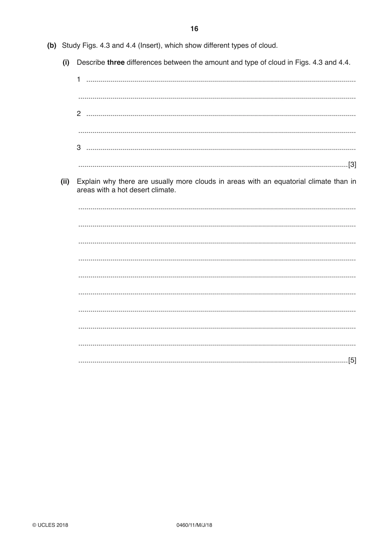 Cambridge IGCSE Geography 0460 2018 May/June Paper 1 · Variant 1 question paper, page 16 of 28