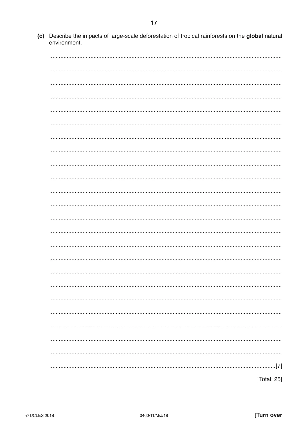 Cambridge IGCSE Geography 0460 2018 May/June Paper 1 · Variant 1 question paper, page 17 of 28