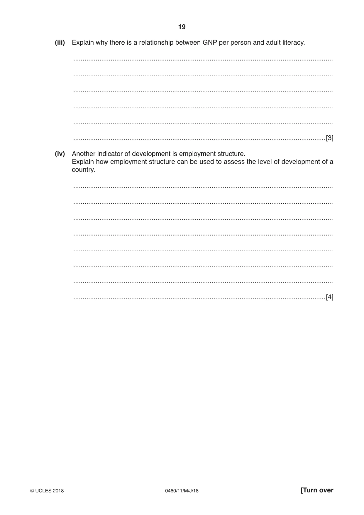 Cambridge IGCSE Geography 0460 2018 May/June Paper 1 · Variant 1 question paper, page 19 of 28