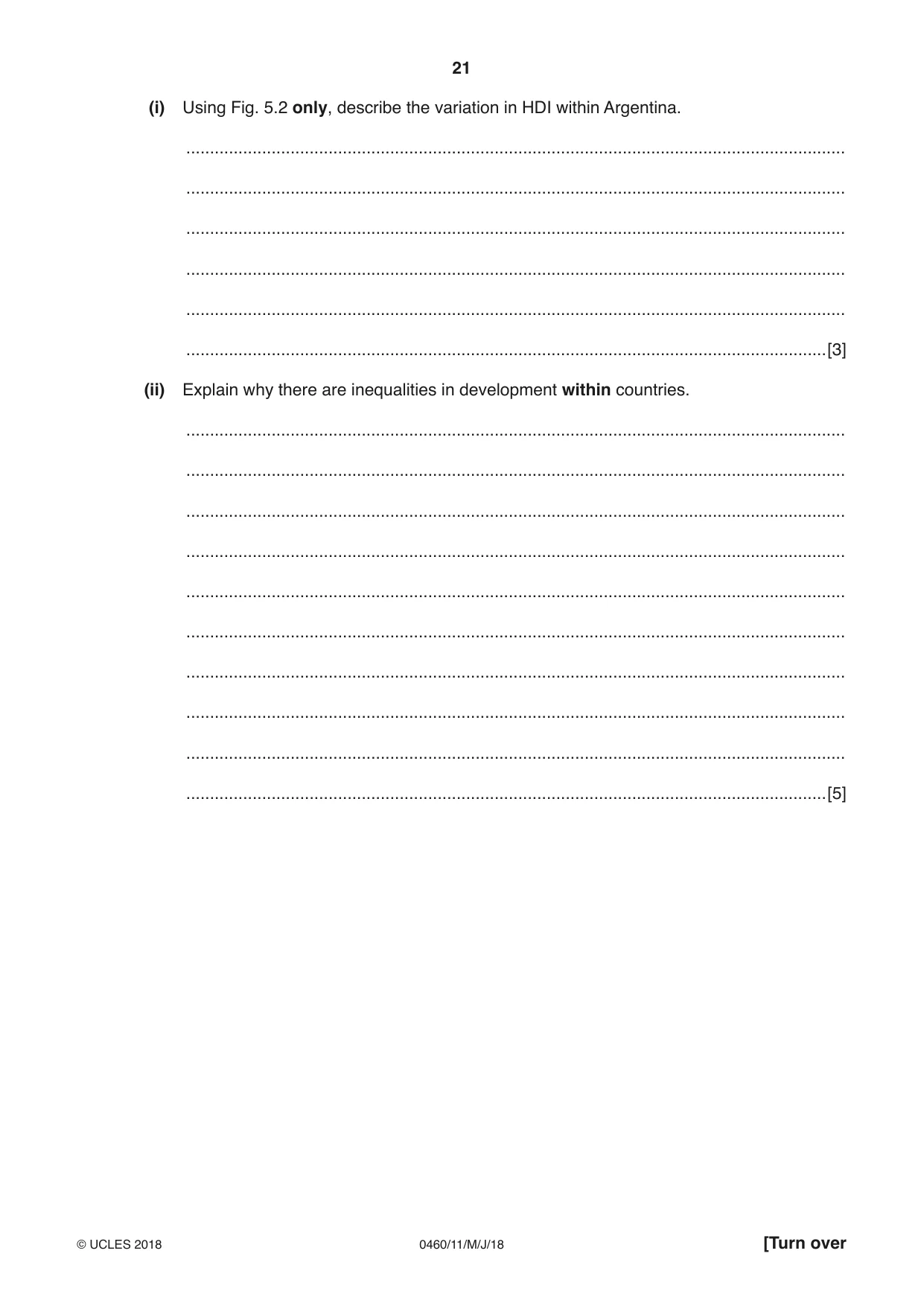 Cambridge IGCSE Geography 0460 2018 May/June Paper 1 · Variant 1 question paper, page 21 of 28