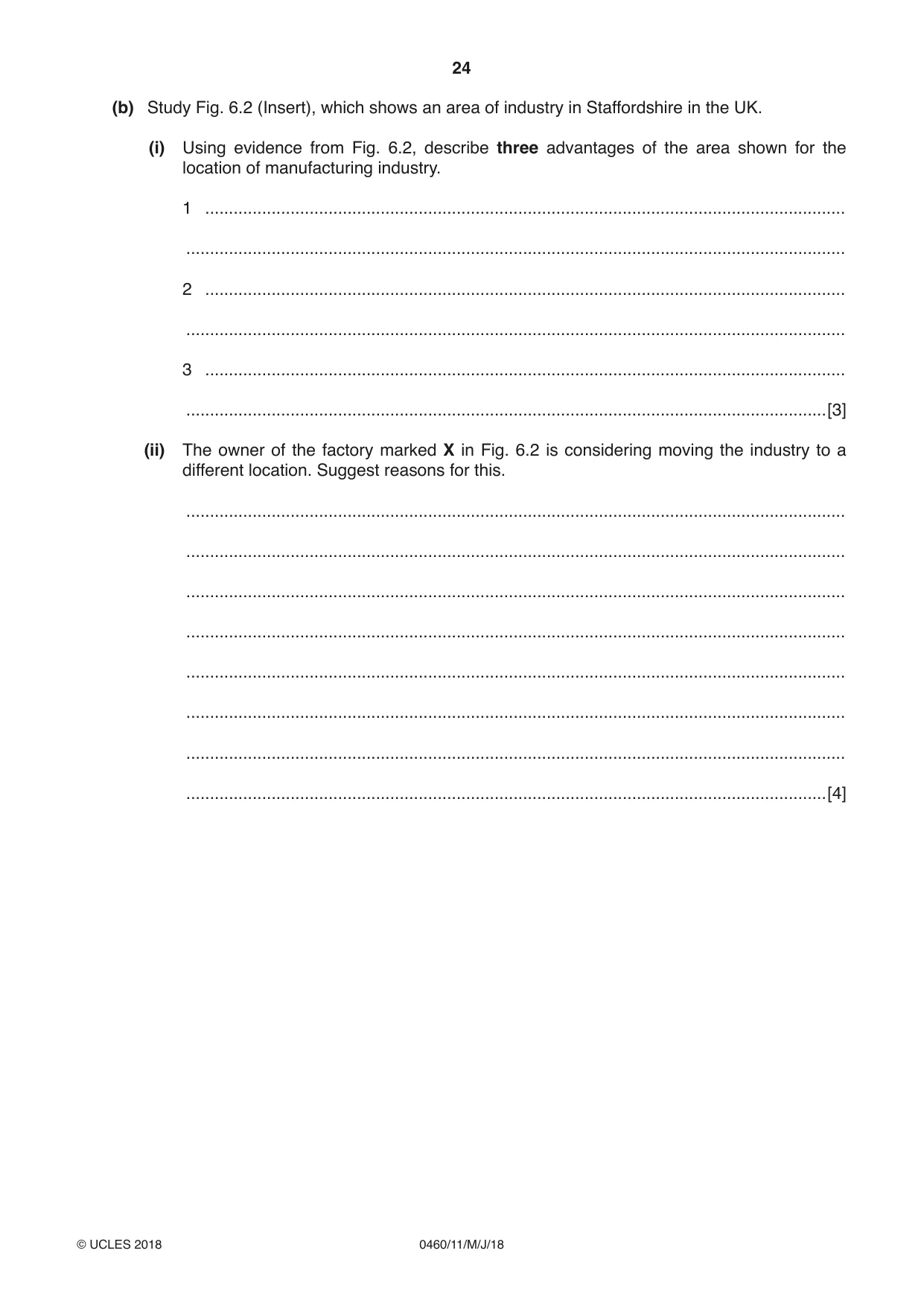 Cambridge IGCSE Geography 0460 2018 May/June Paper 1 · Variant 1 question paper, page 24 of 28