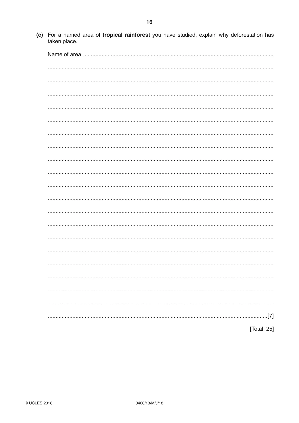 Cambridge IGCSE Geography 0460 2018 May/June Paper 1 · Variant 3 question paper, page 16 of 28