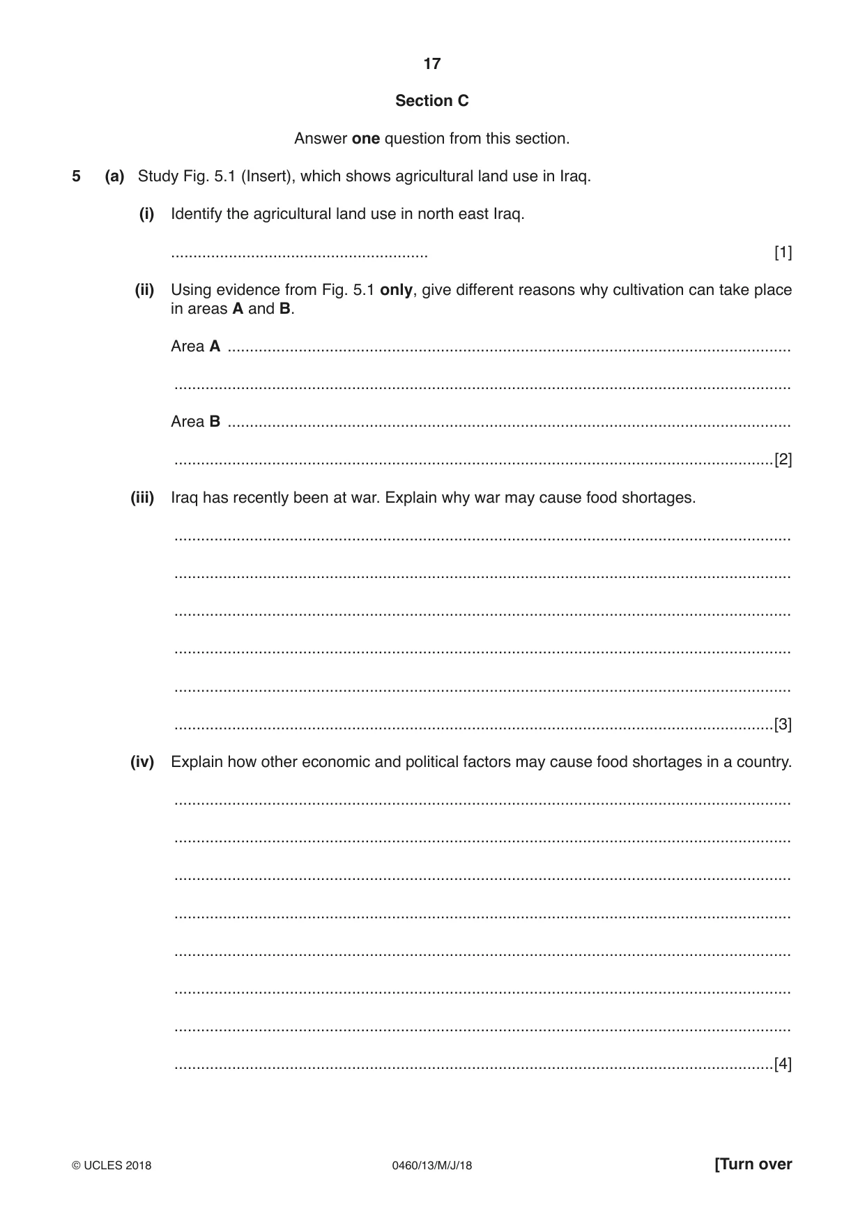 Cambridge IGCSE Geography 0460 2018 May/June Paper 1 · Variant 3 question paper, page 17 of 28