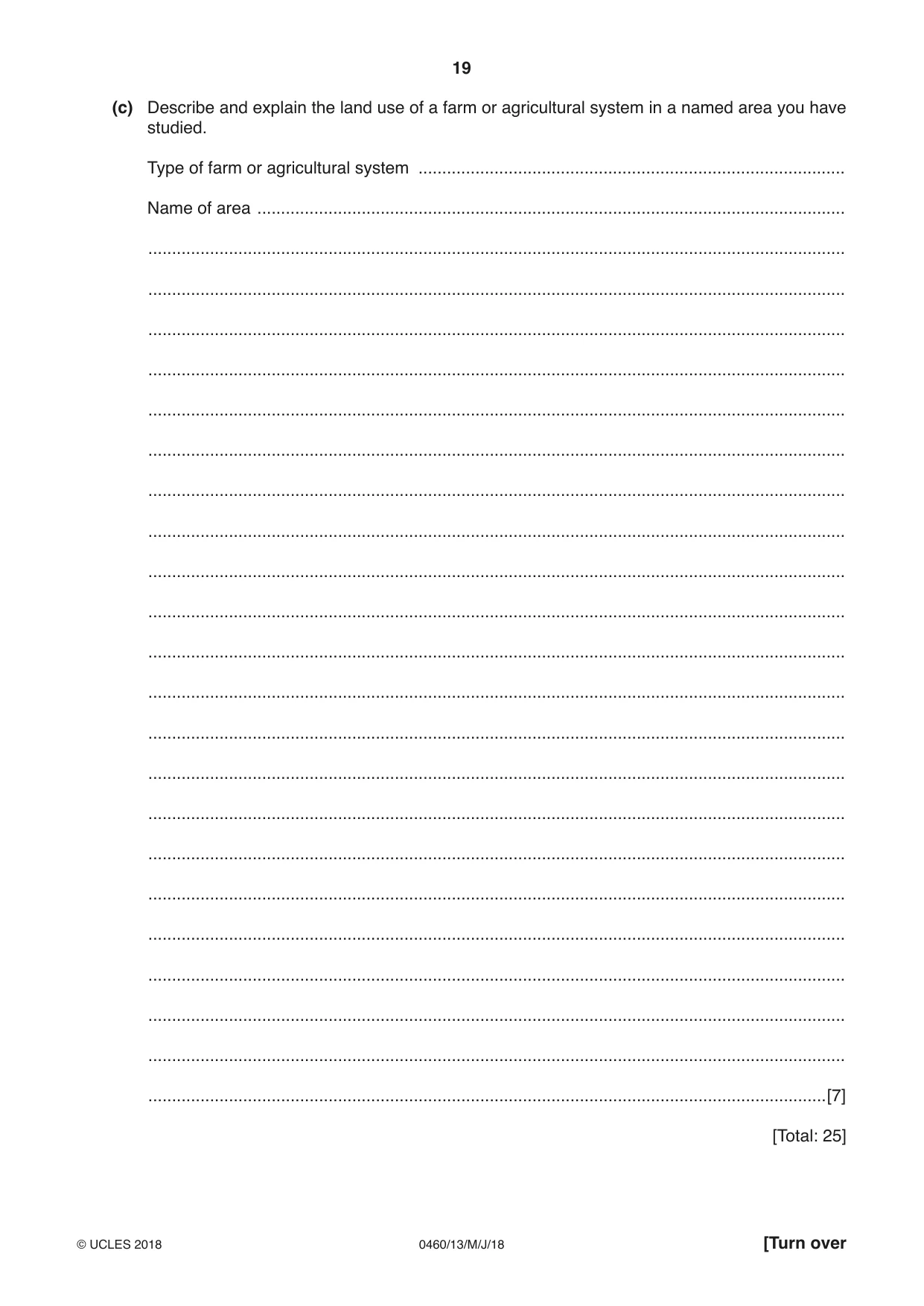 Cambridge IGCSE Geography 0460 2018 May/June Paper 1 · Variant 3 question paper, page 19 of 28